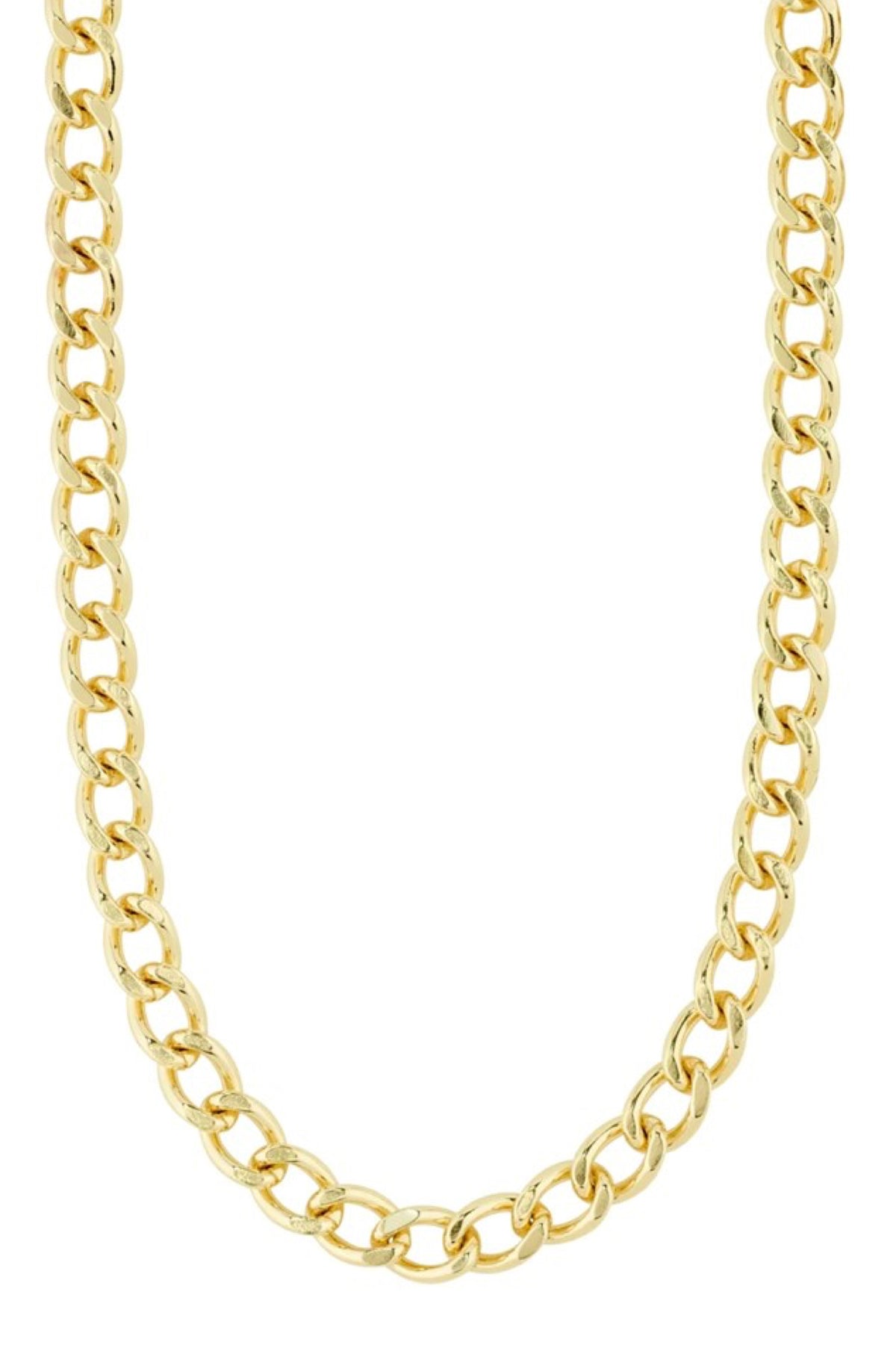 Charm Recycled Curb Necklace Gold Plated