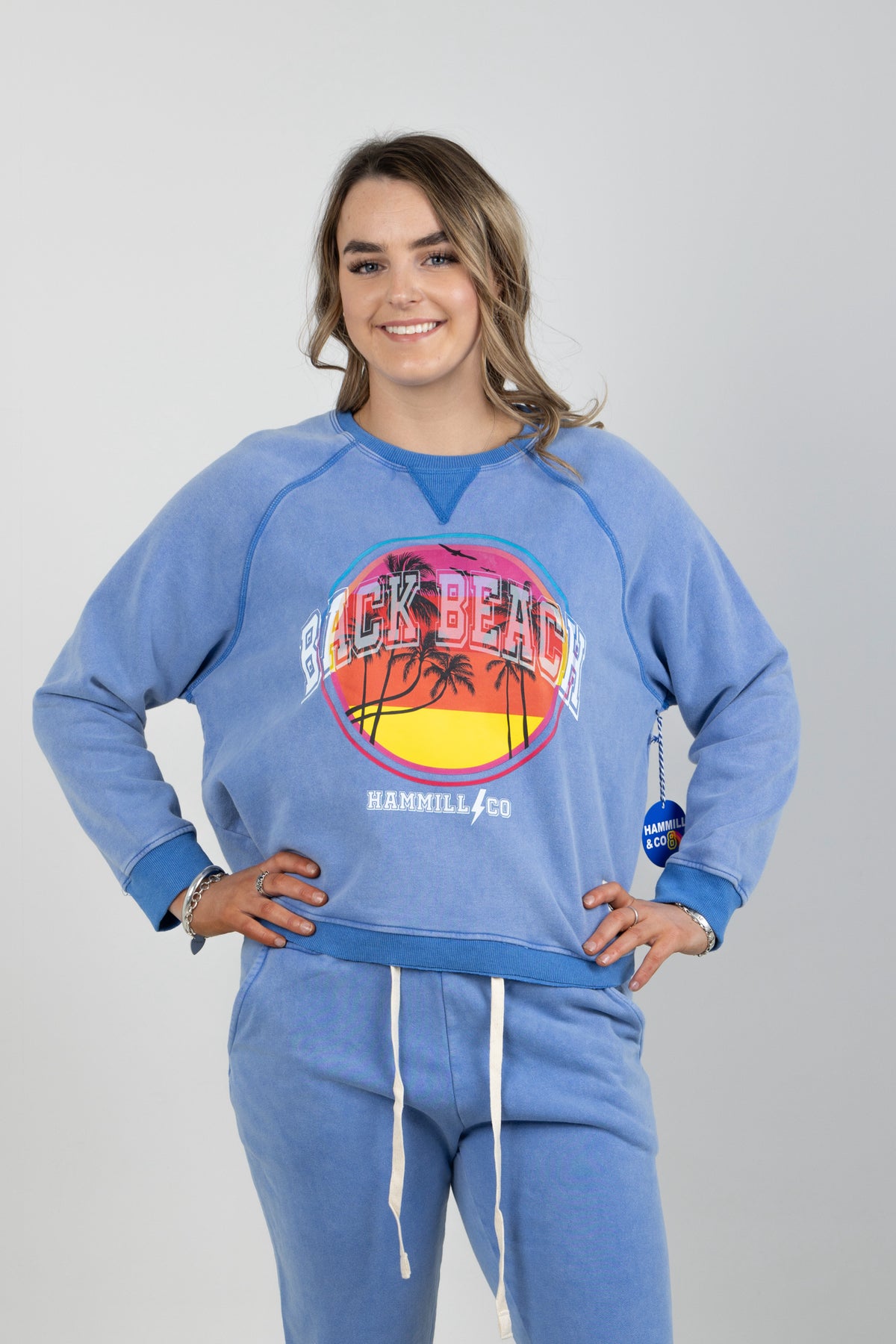 Vintage Beach Sweat Faded Blue