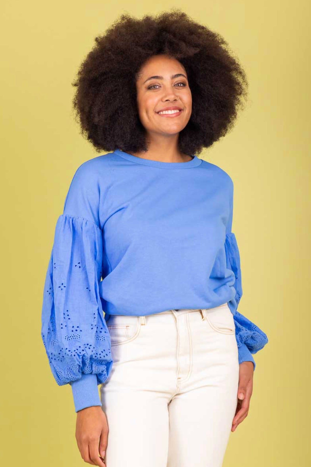 Dee Cotton Embroidered Sweater Blue