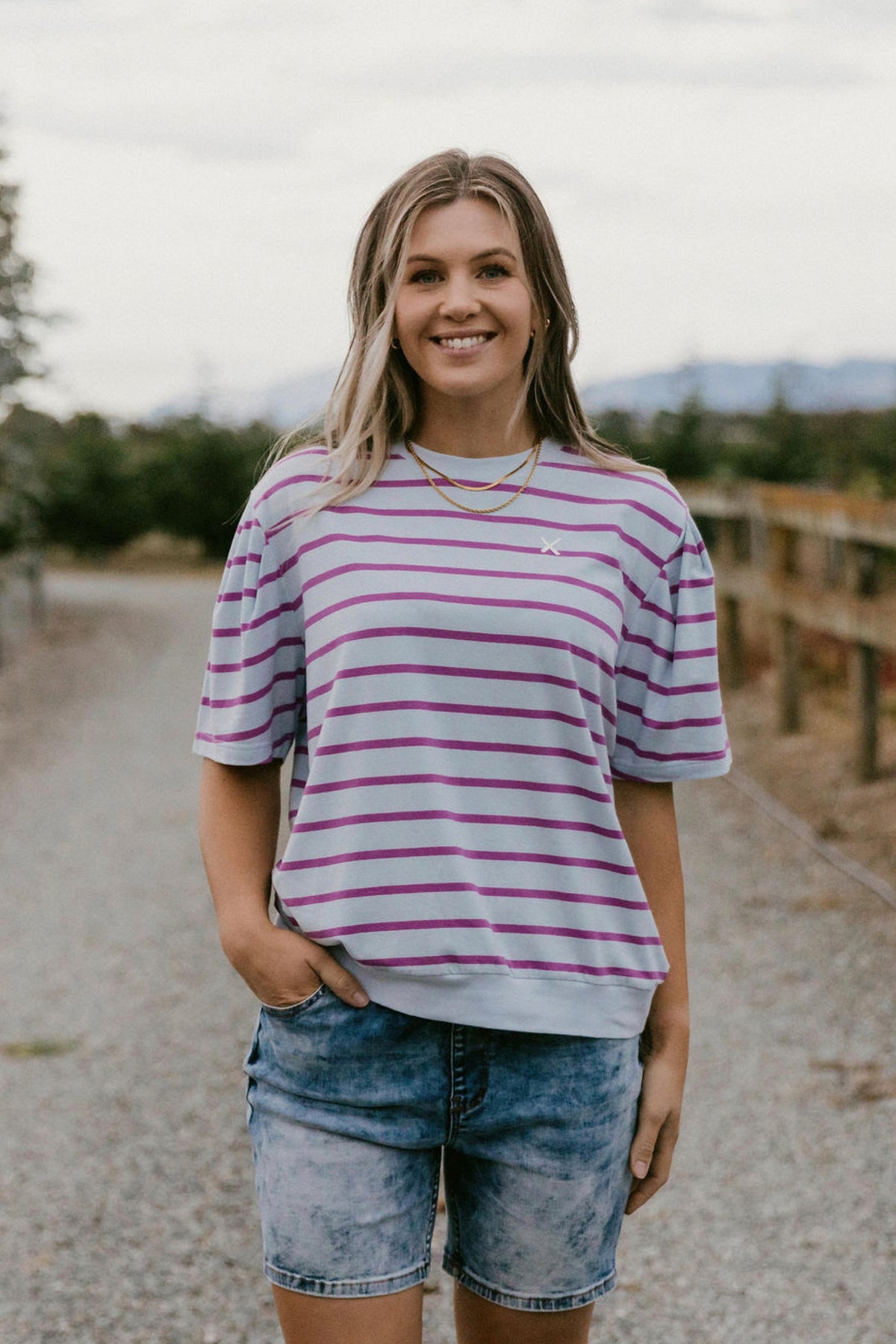 Wylder Tee Orchid Stripe Wth Mini X