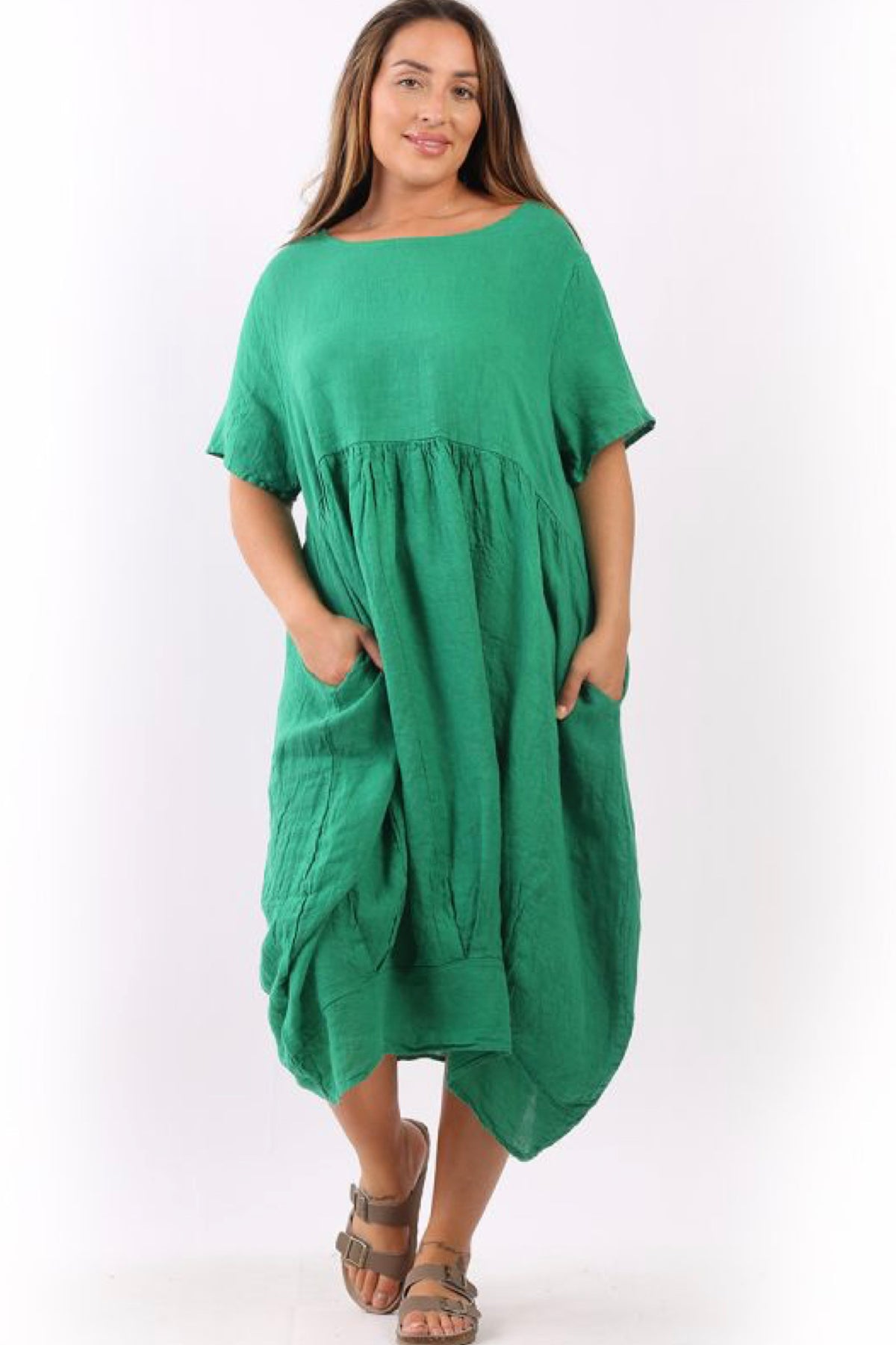 Mila Linen Dress Apple Green