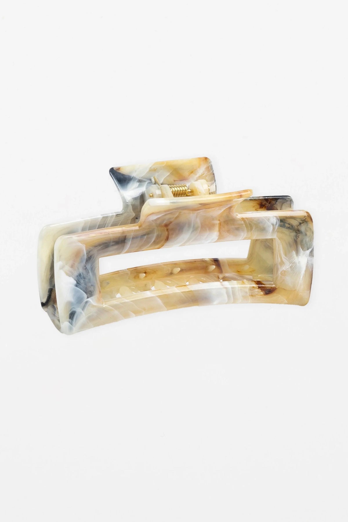 Hair Claw Oblong Marble Cream