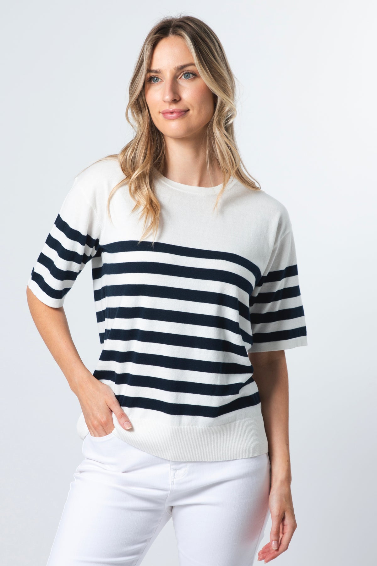 Baldwin Knit Top Navy/White Stripe