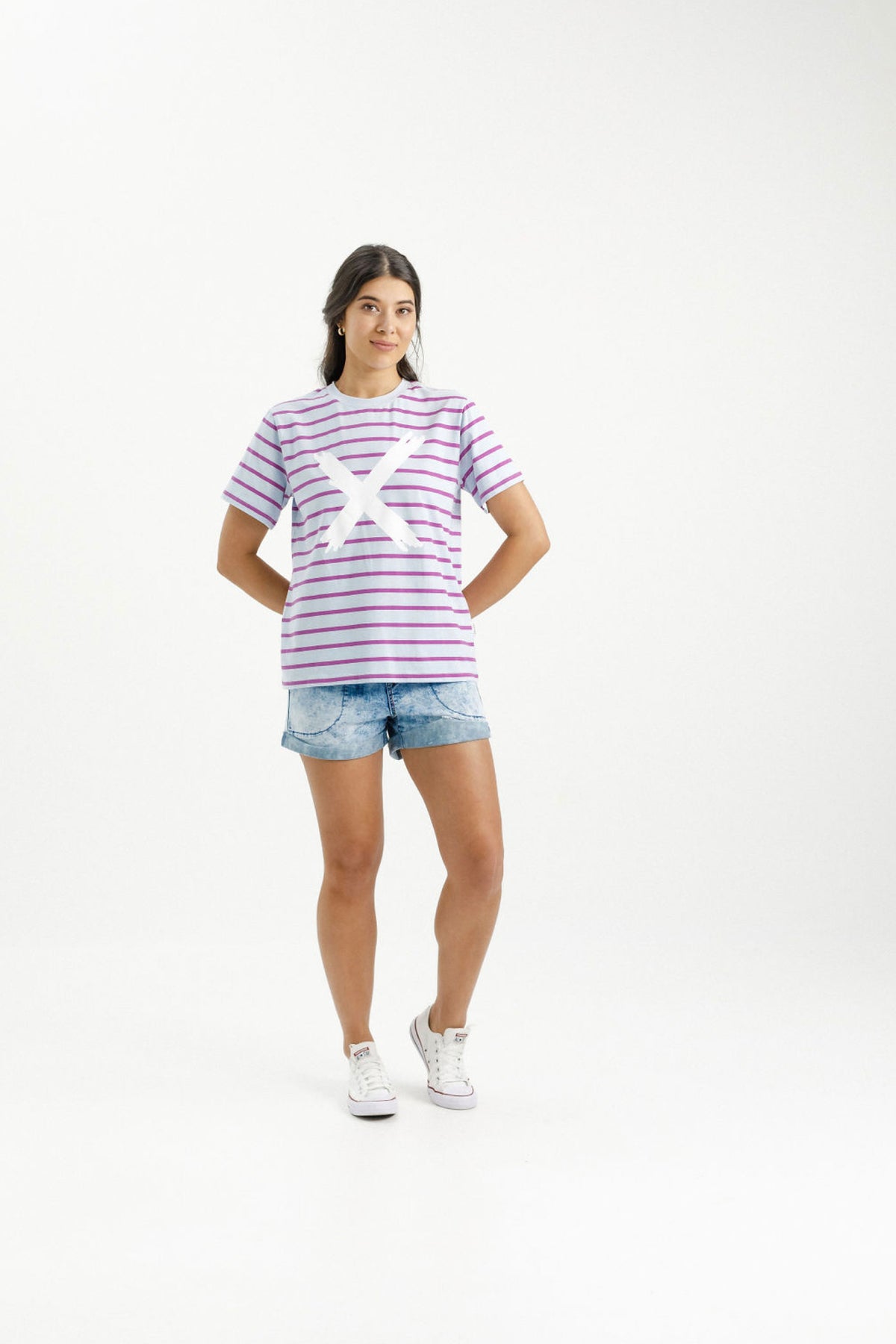 Chris Tee Orchid Stripe With White X