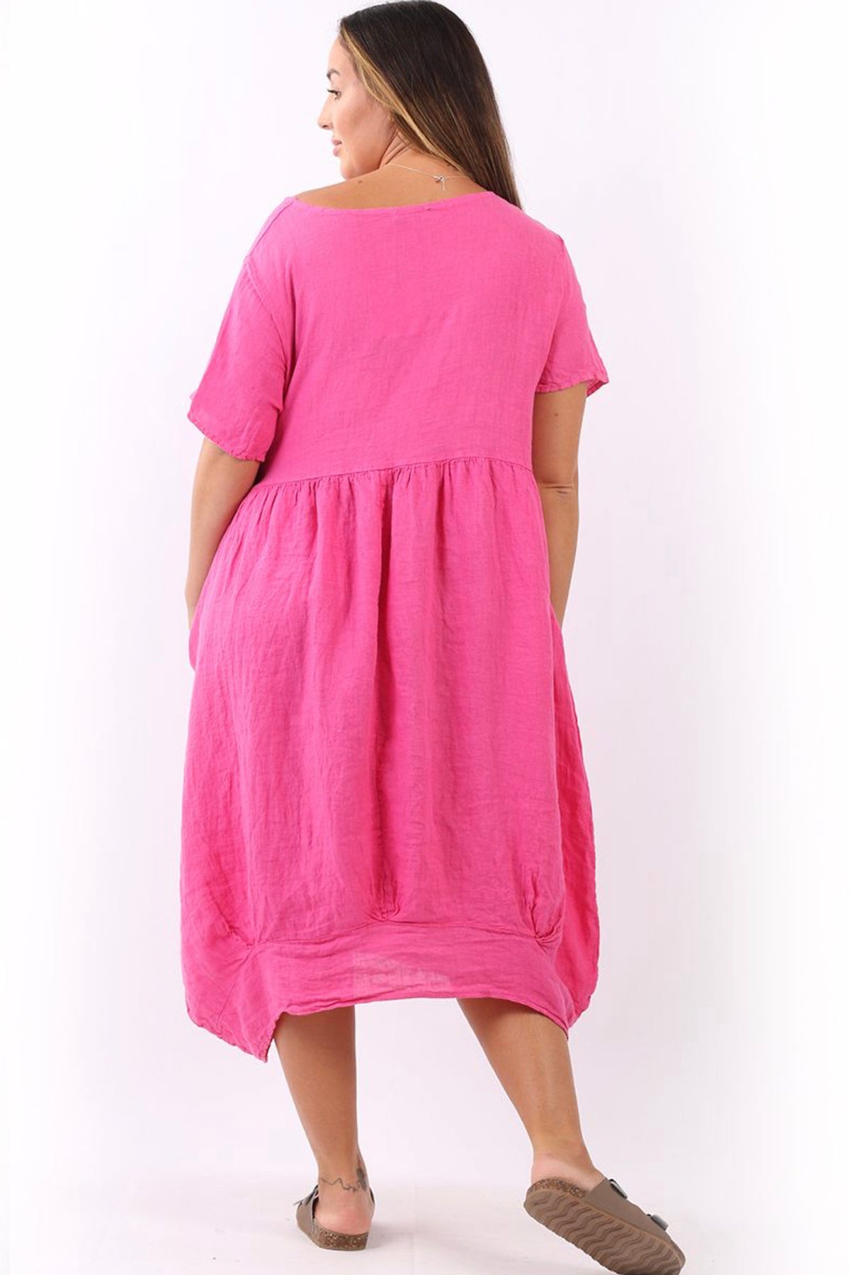 Mila Linen Dress Fuchsia