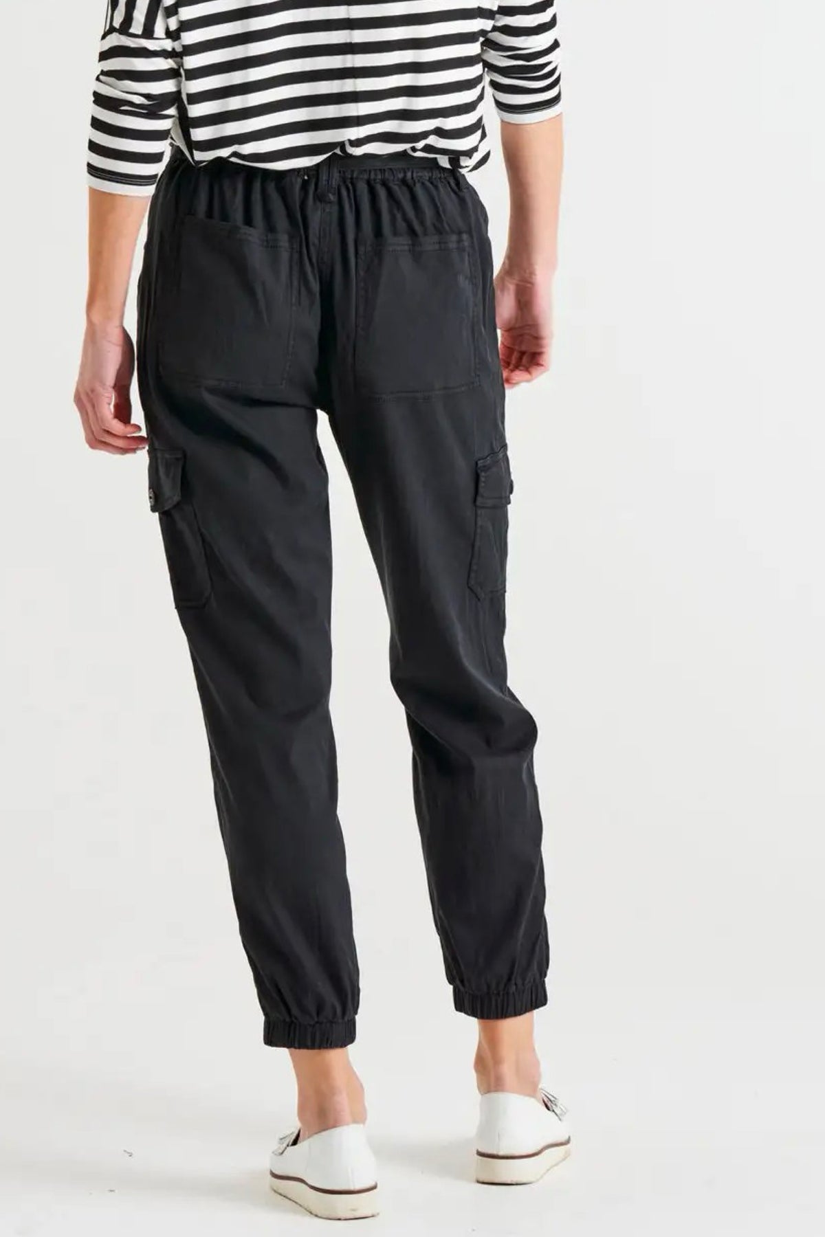 Canterbury Lyocell High Rise Elastic Waist Cargo Pants Charcoal