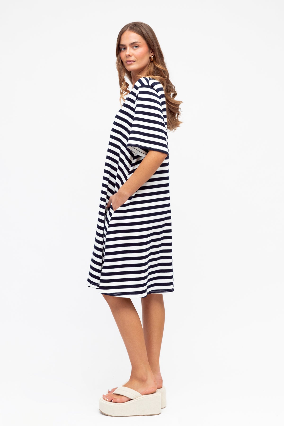 Navy White Stripe Dress