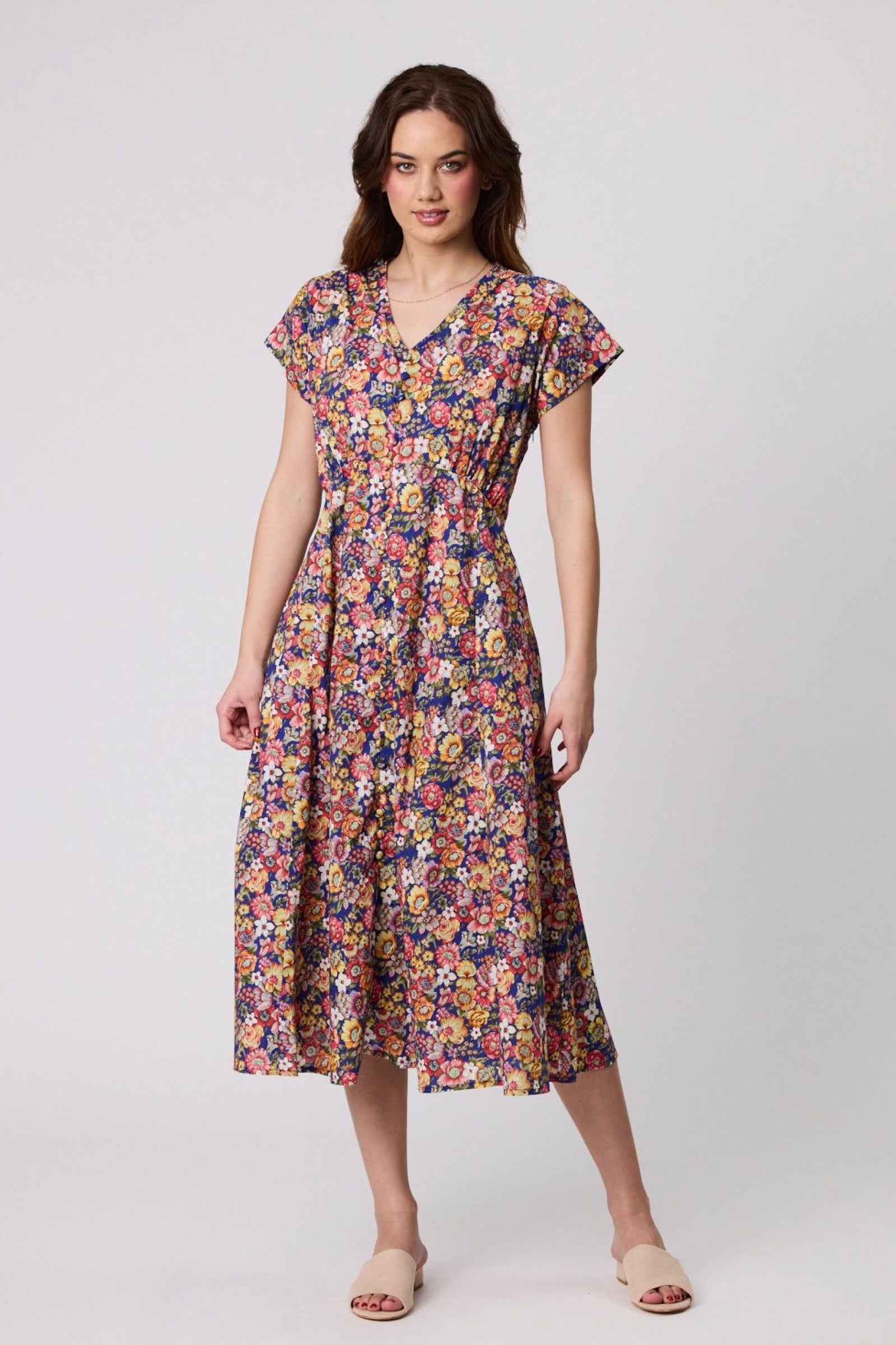 Culture Code Sunny Days Full Size Empire Line Ruffle Sleeve Dress in L –  Blue Hawthorn Boutique