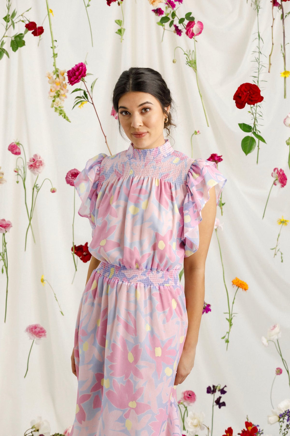 Charlie Midi Dress Sky Daisies