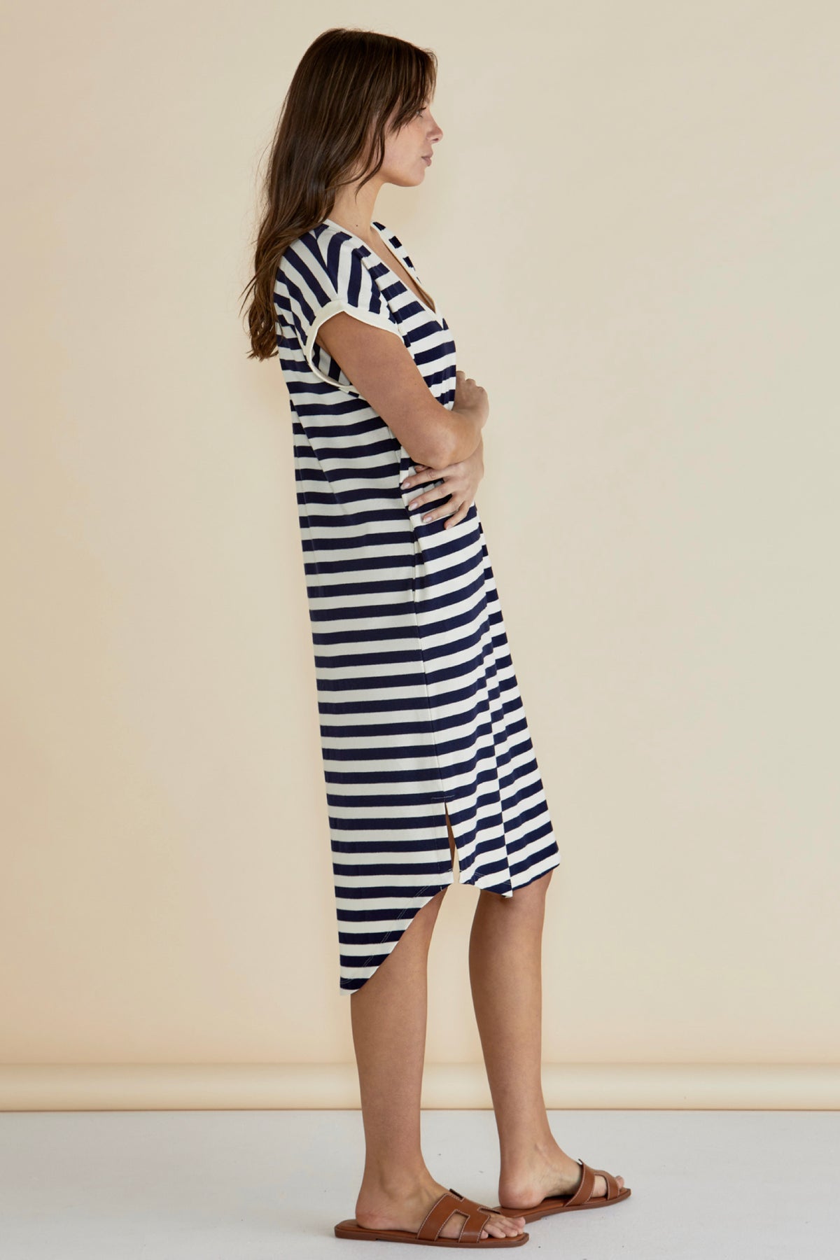 Jolene T-Shirt Dress Navy/Cream Stripe