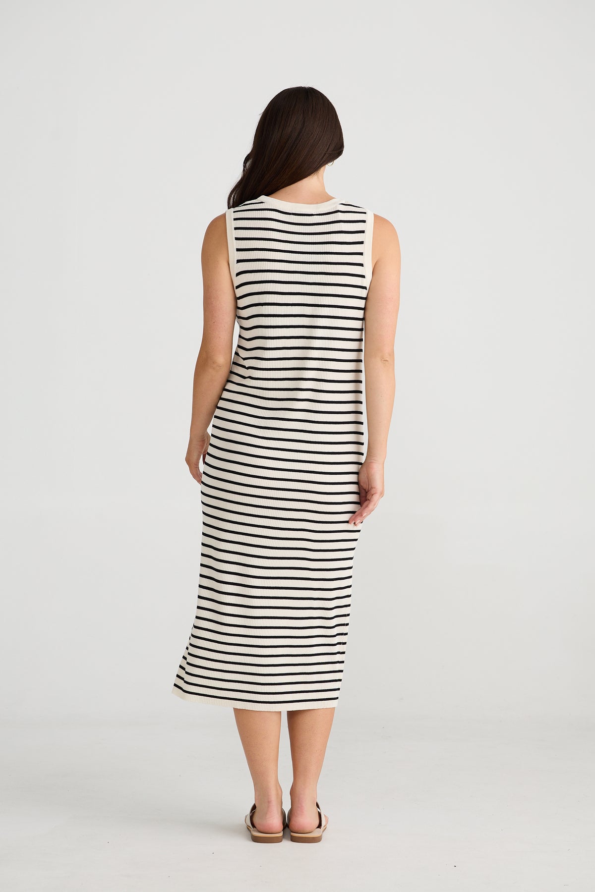 Squad Dress Ecru With Black Stripe