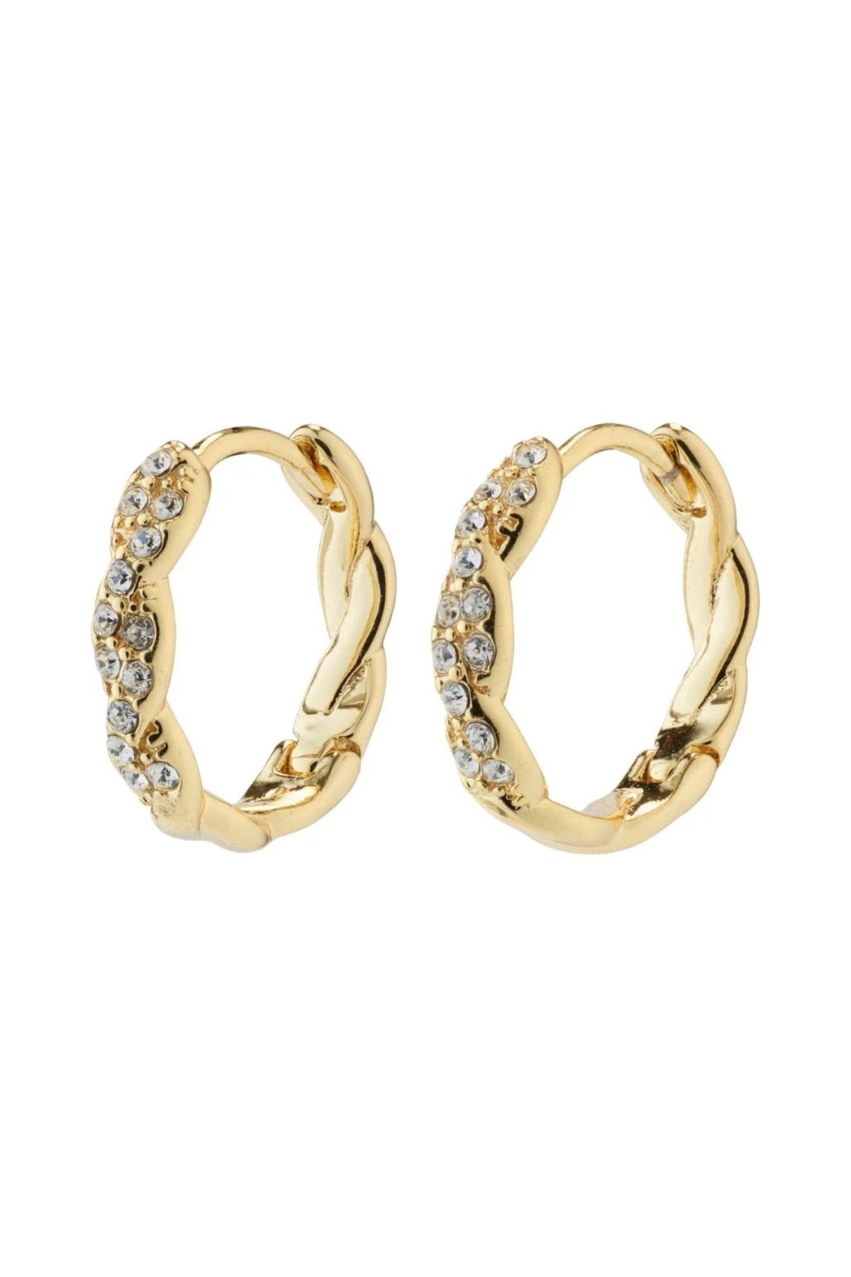 Ezo Twirled Crystal Hoops Gold Plated