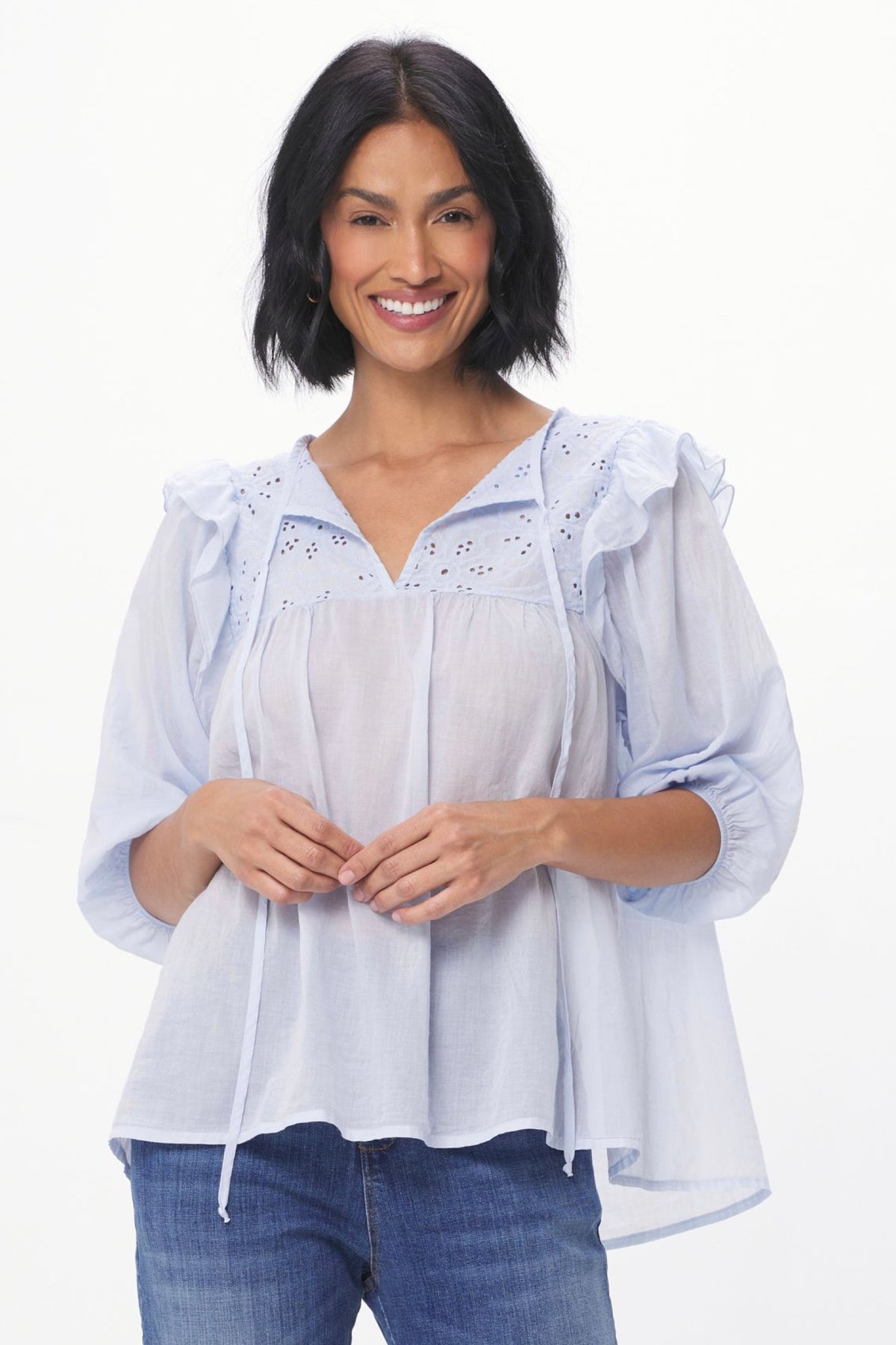 Rimini Sheer Cotton Blouse Cloud Blue