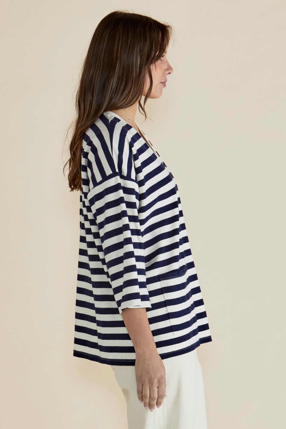 Raven Top Navy Cream Stripe