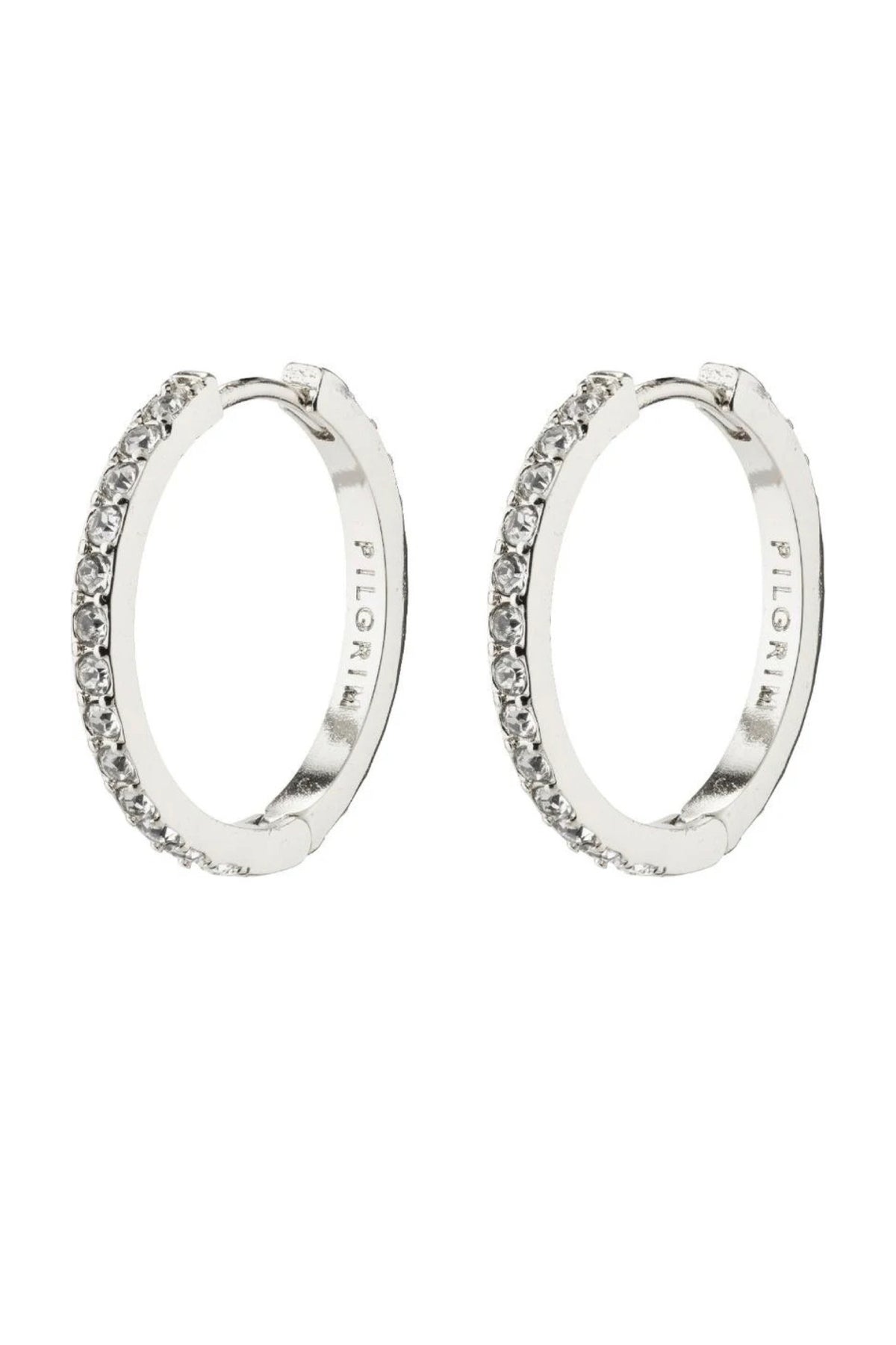 Ebna Medium Crystal Hoops Silver Plated