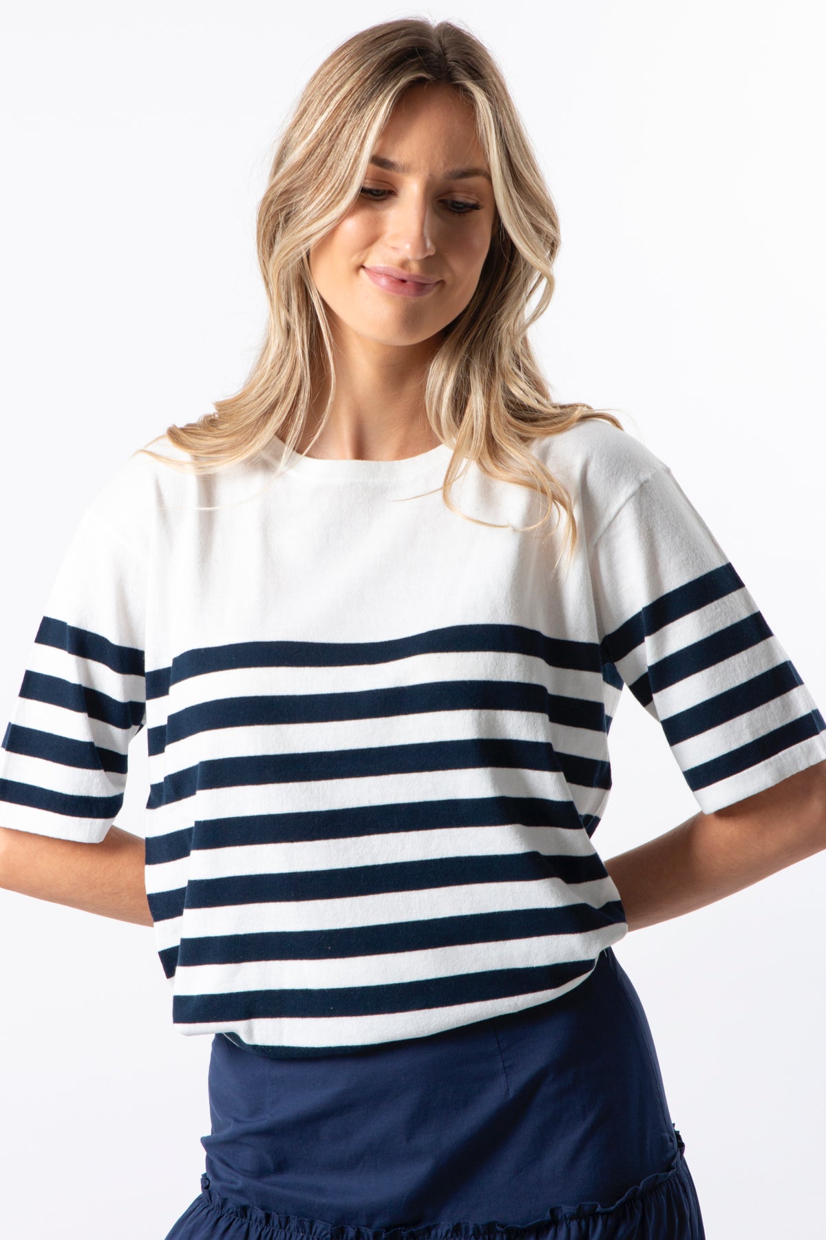 Baldwin Knit Top Navy/White Stripe