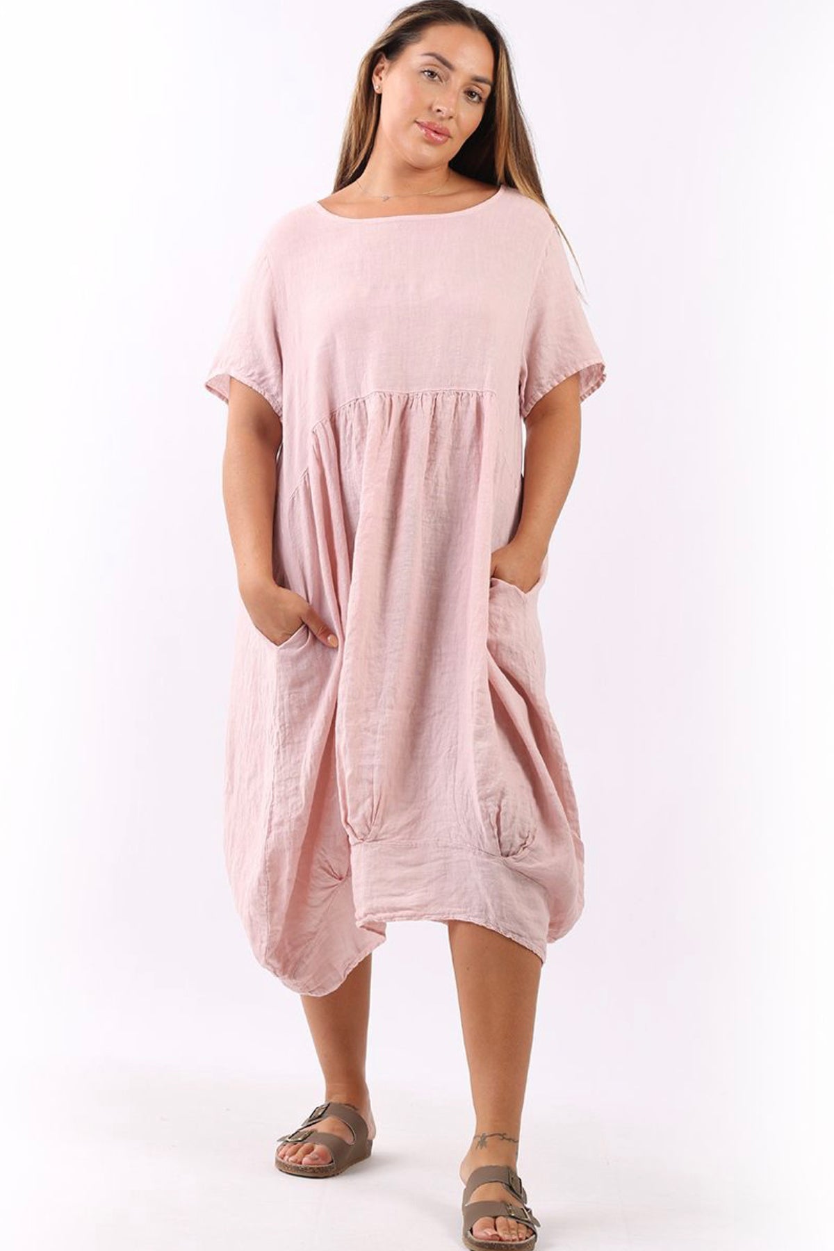 Mila Linen Dress Pale Pink - PREORDER DELIVERY MID SEPT