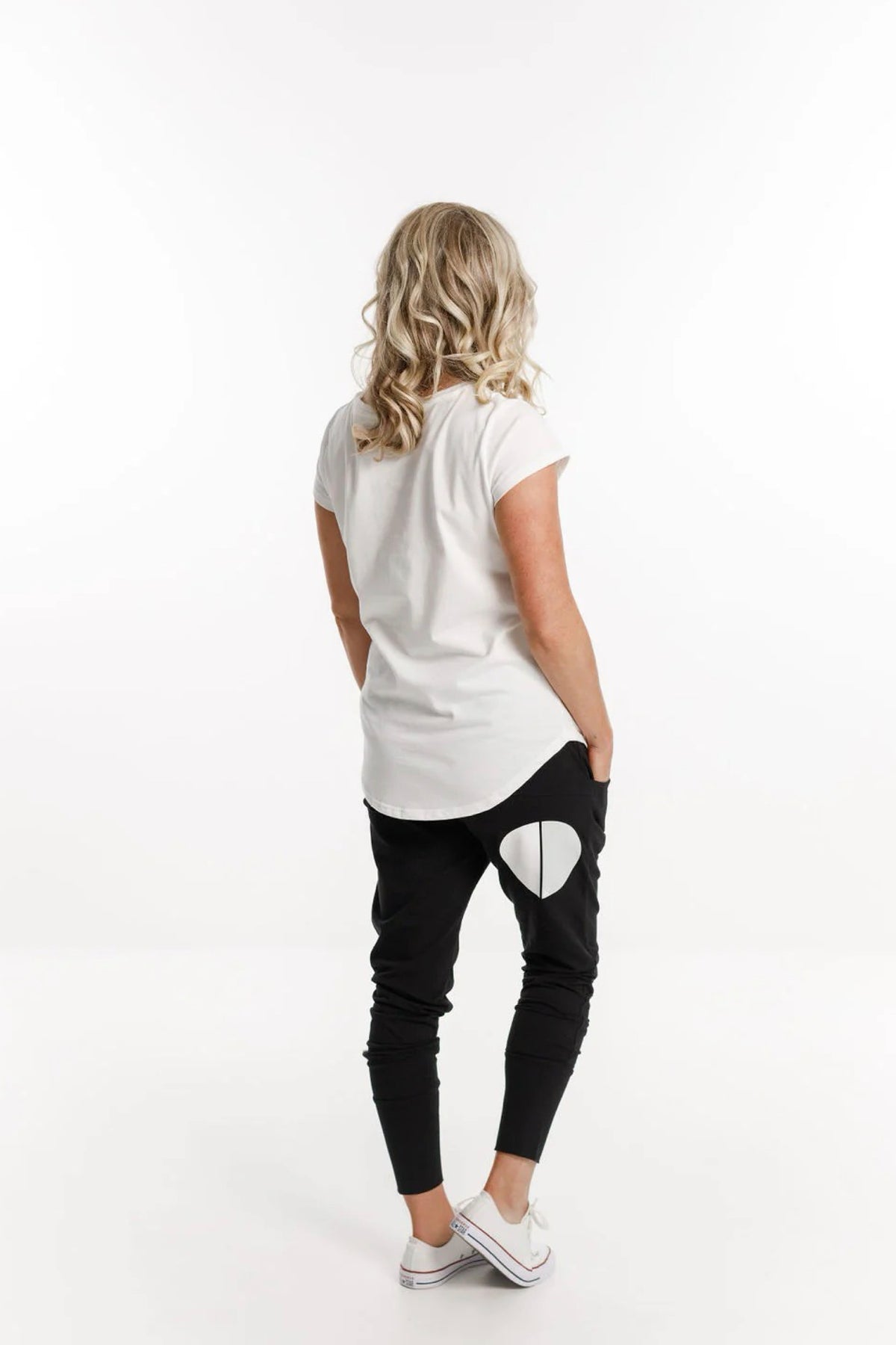 Apartment Pant Black With White/Grey Cut Circle Dot