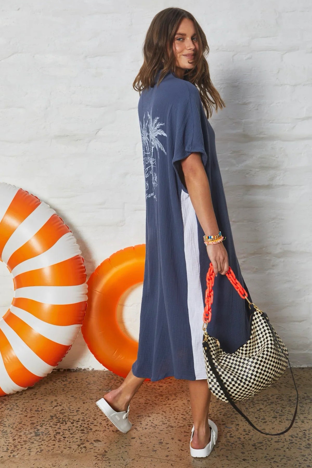 Resort Cheesecloth Beach Dress Navy - PREORDER DELIVERY END NOVEMBER