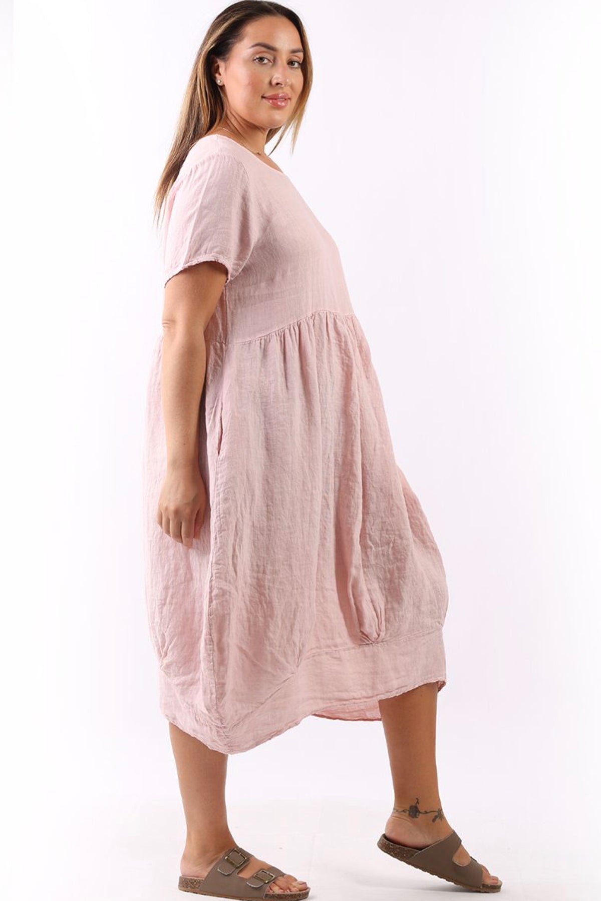 Mila Linen Dress Pale Pink - PREORDER DELIVERY MID SEPT