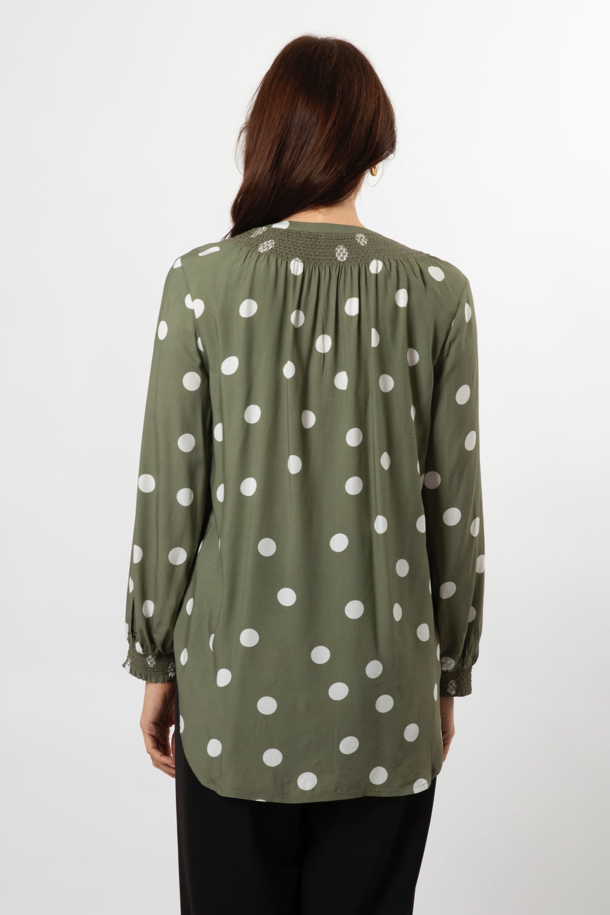 Polly Blouse Olive Spot