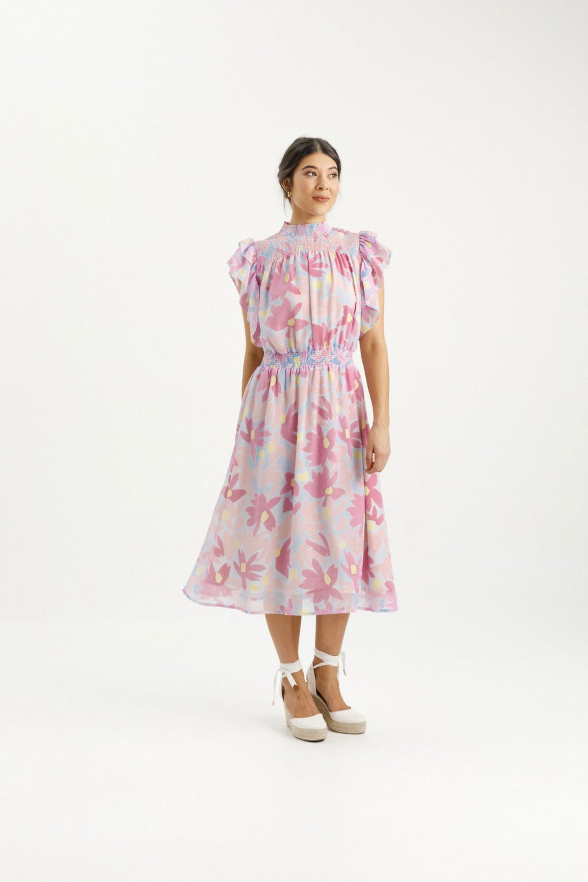 Charlie Midi Dress Sky Daisies