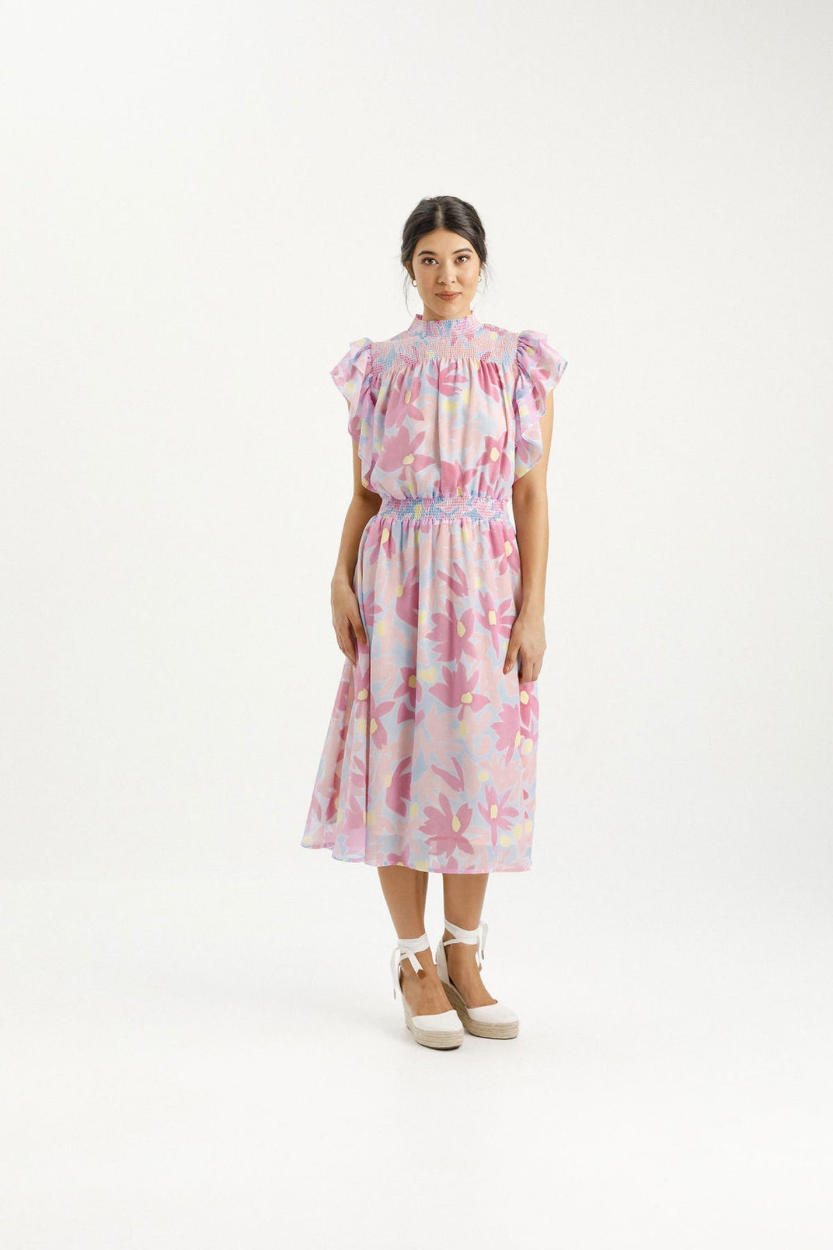 Charlie Midi Dress Sky Daisies