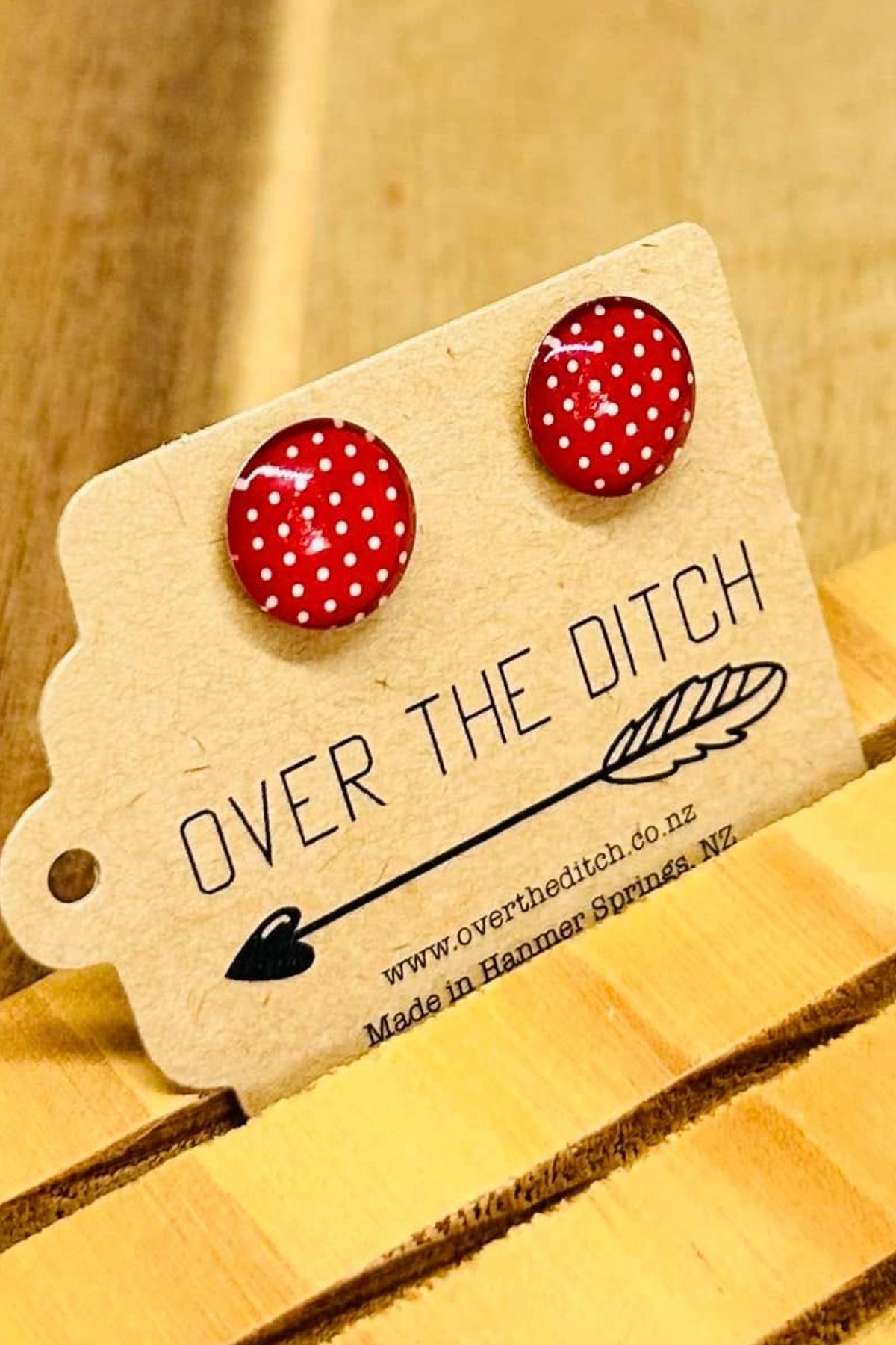 Red/White Polka Dot Studs