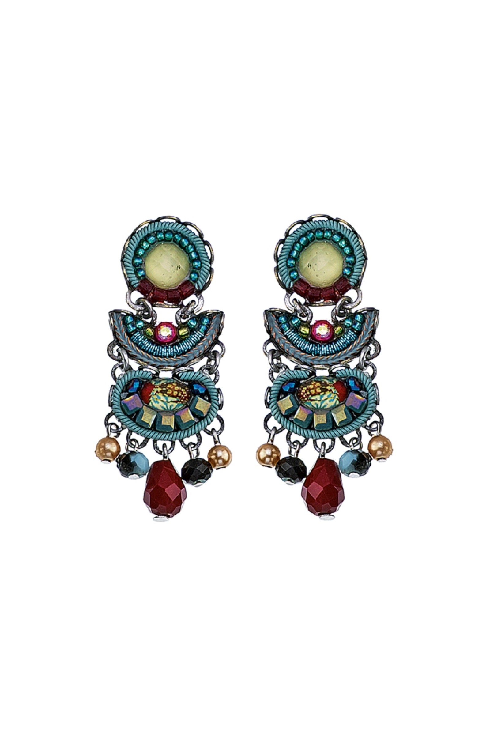 Multi Colour Stone Silver Danglers | Beautiful Earring - Earrings, Jewellery  - FOLKWAYS