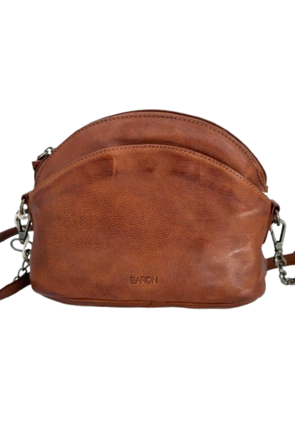 Moana Oval Bag With Gunmetal Chain Cognac