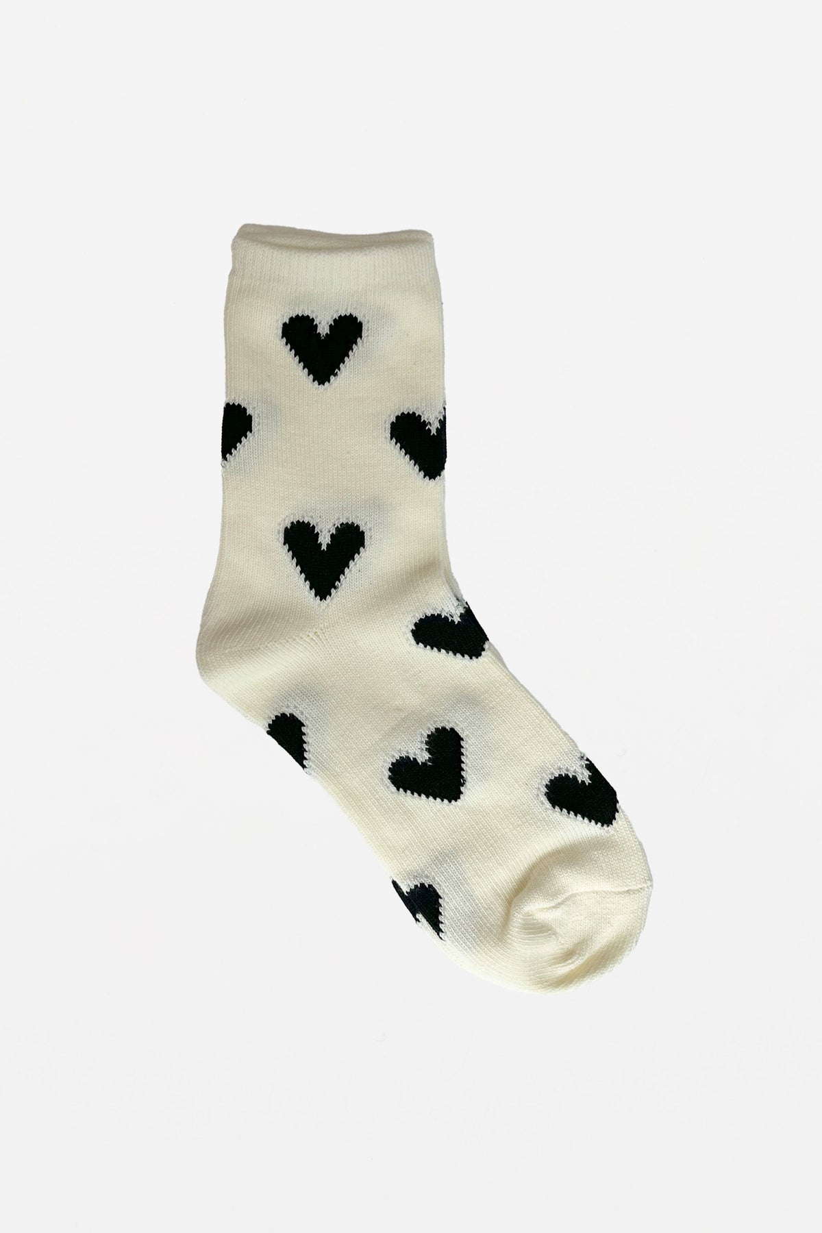 Sock White With Black Hearts