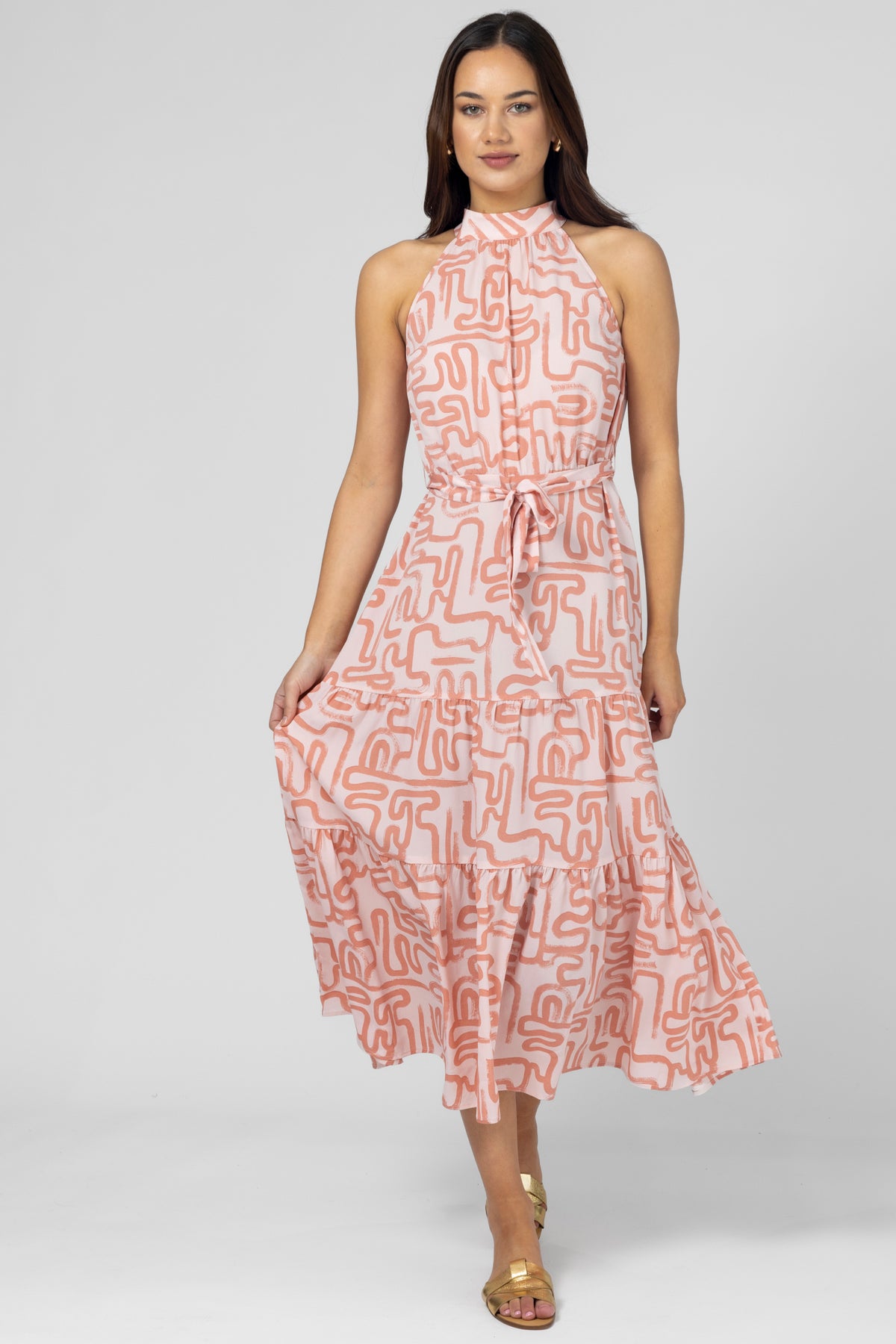 Henrietta Dress Blush Squiggle