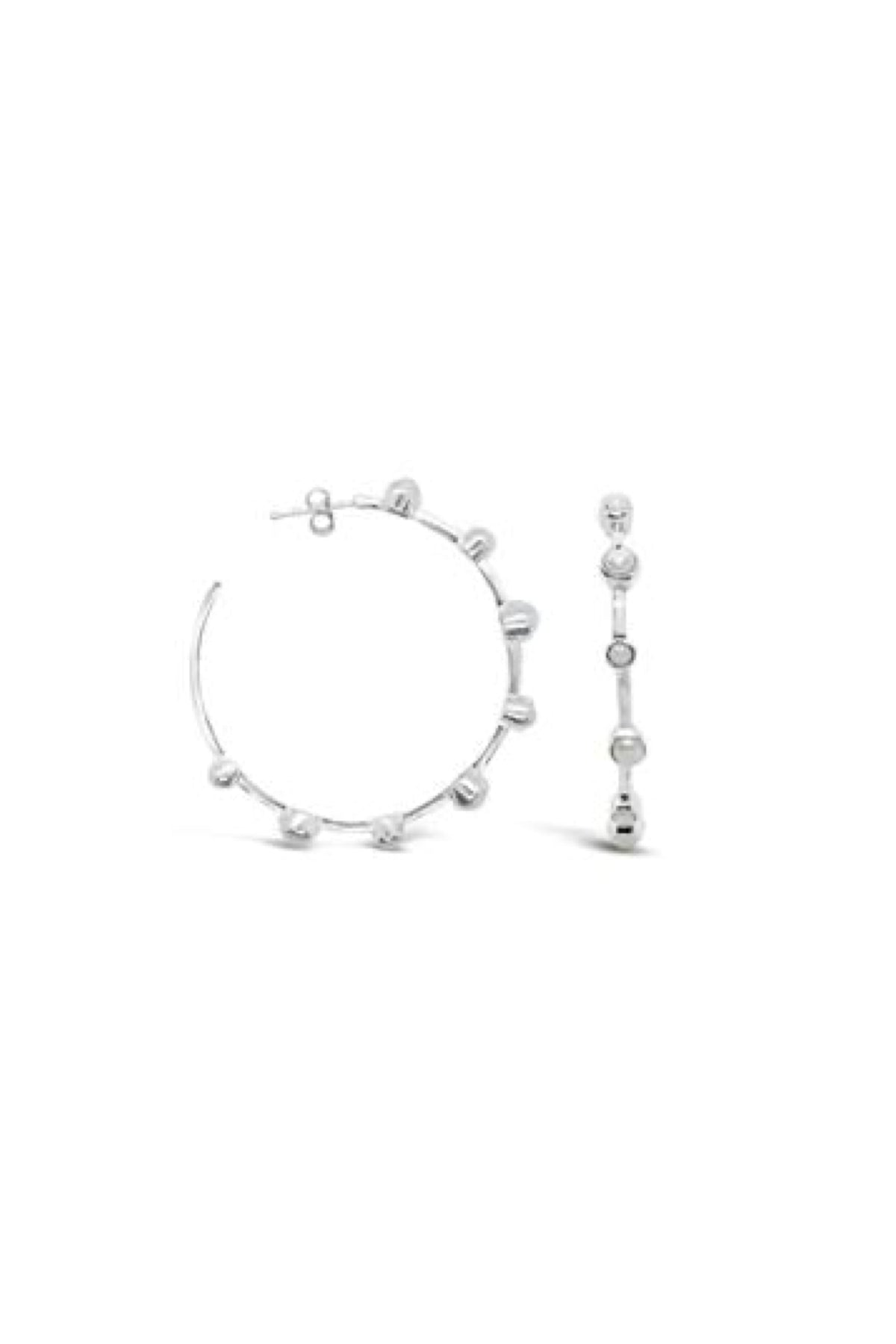 Sterling Silver Freshwater Pearl Hoop Stud Earrings