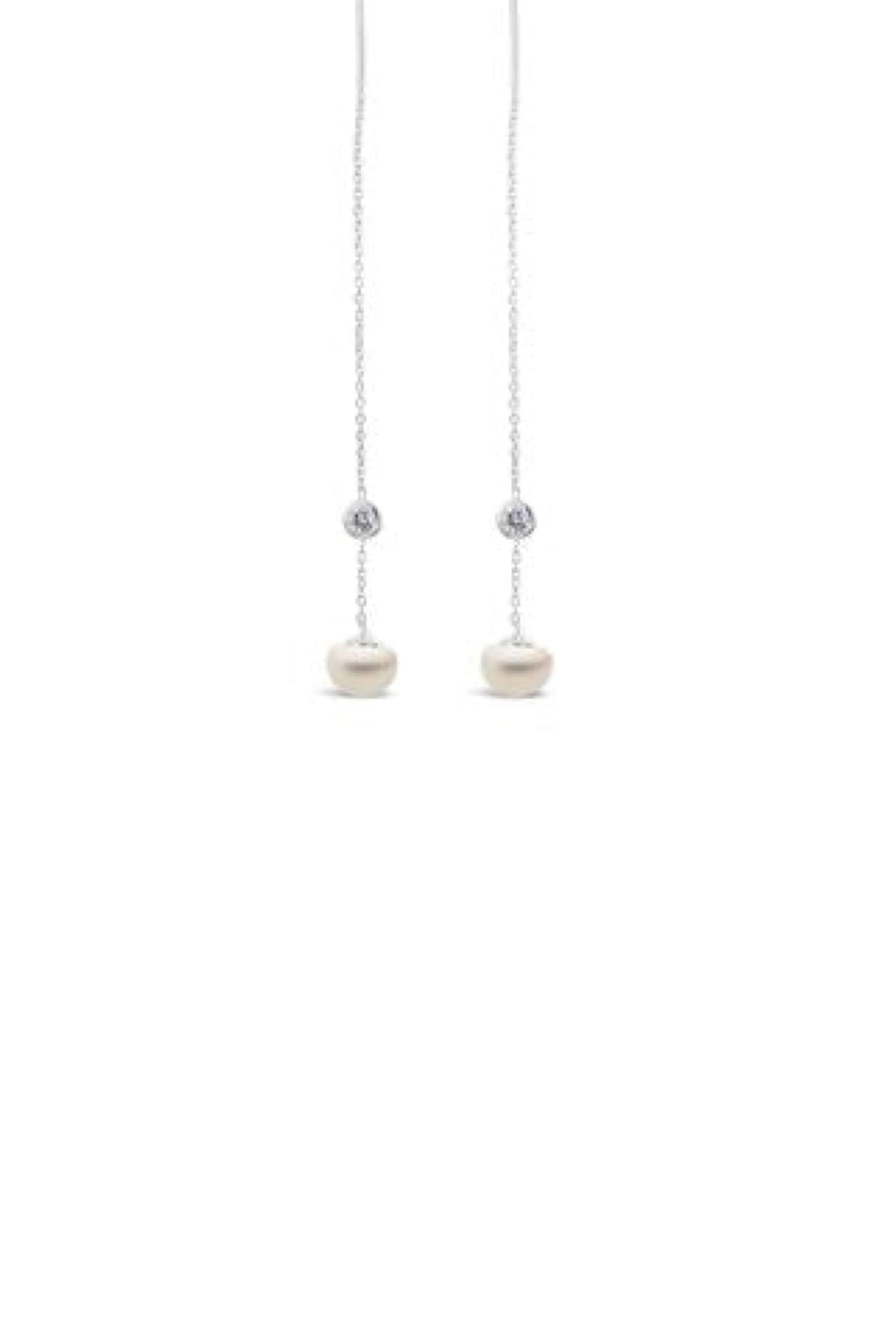 Pearl Coll/CZ Drop Earrings