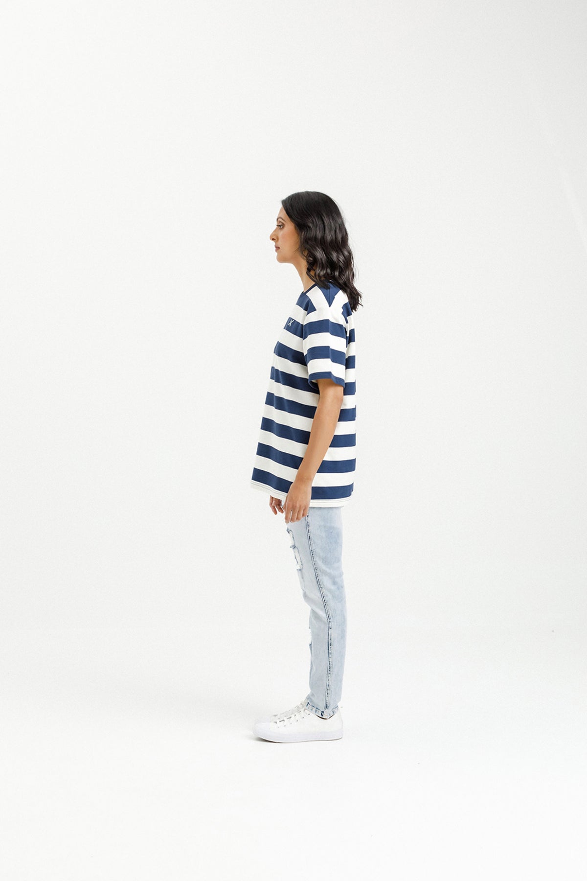 Chris Tee Indigo Blue Stripe With Mini X