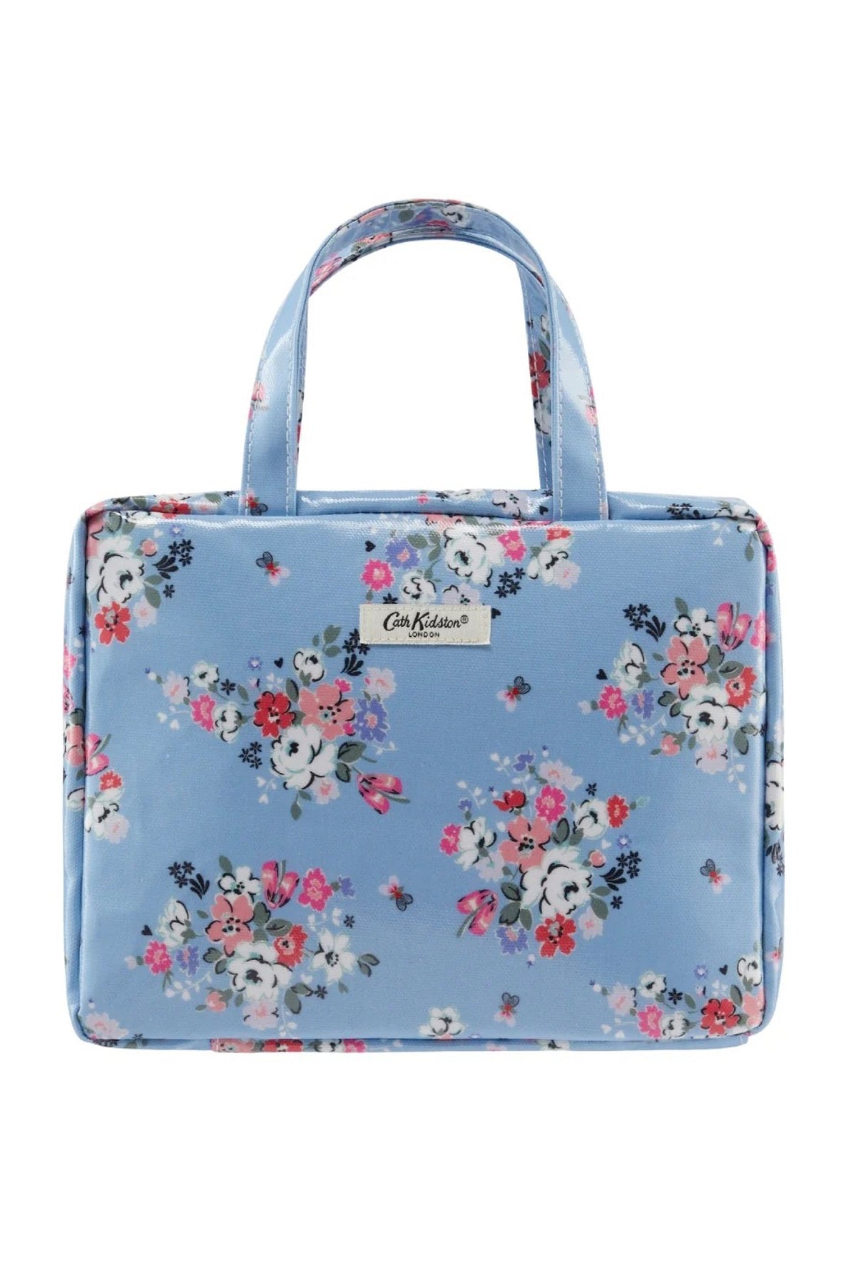 Cath Kidston Two Part Wash Bag With Handles Pale Blue With Flowers