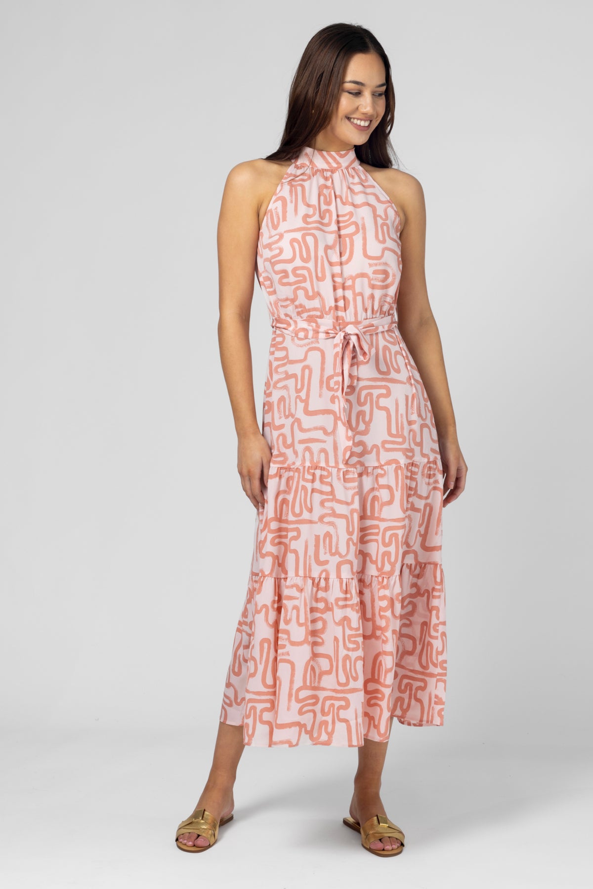 Henrietta Dress Blush Squiggle