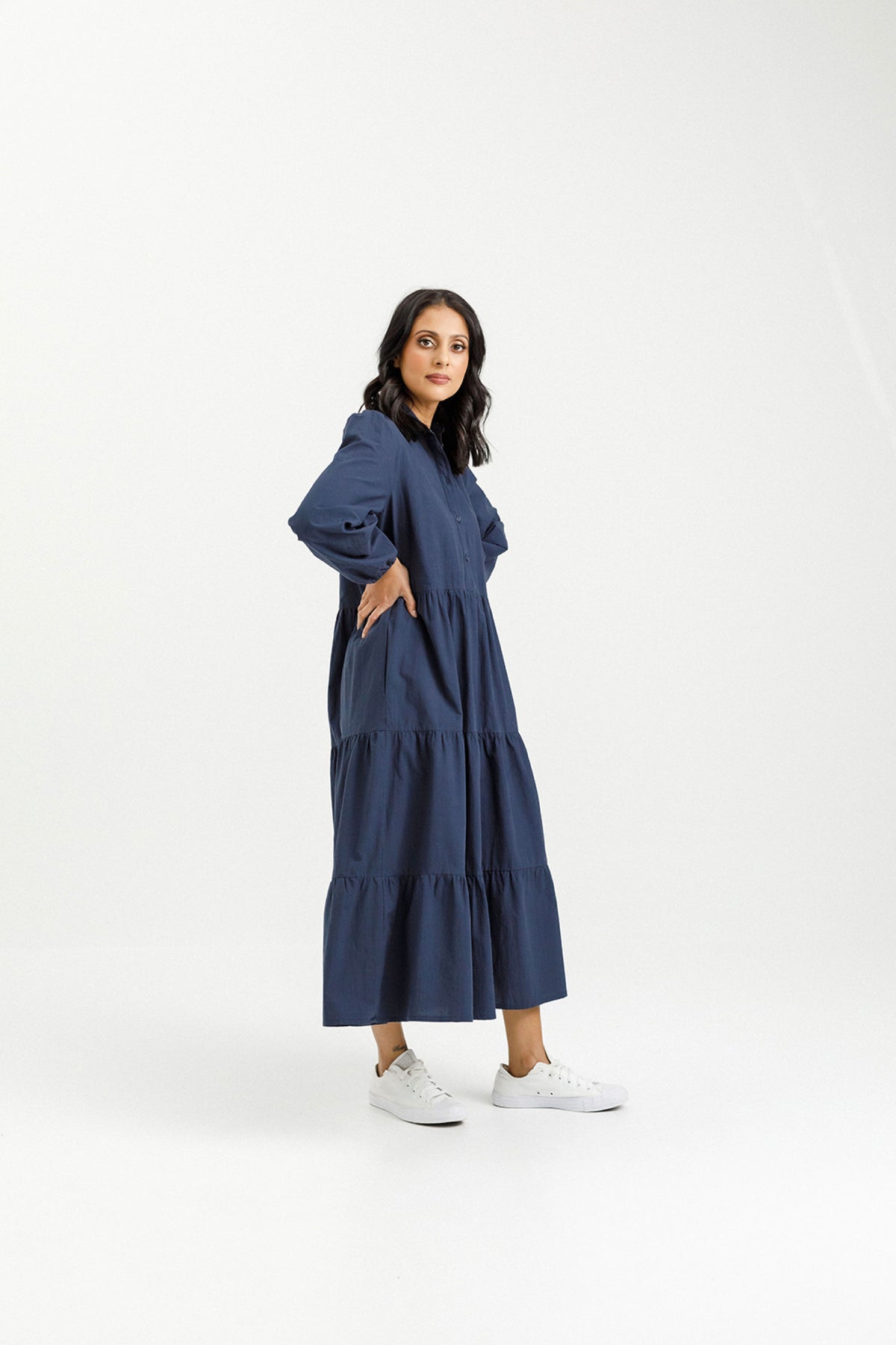 Long Sleeve Khloe Dress Indigo Blue