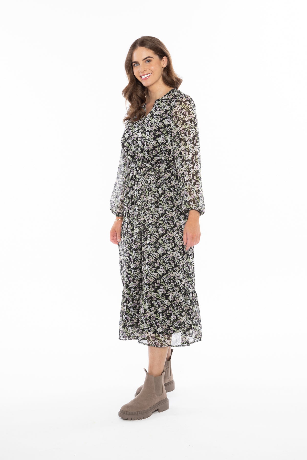 Perceptive Dress Long Sleeve Berry Sprig