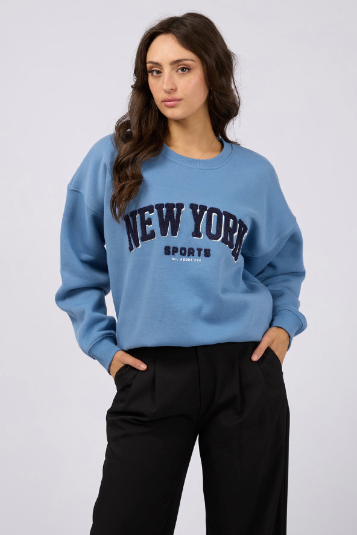 New York Oversized Crew Blue