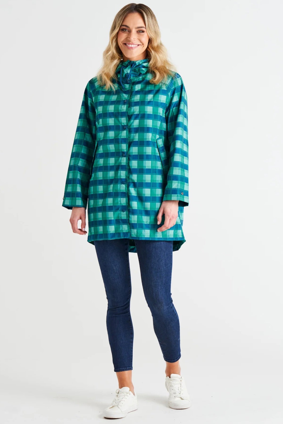 Rosie Raincoat Green/ Blue Tartan