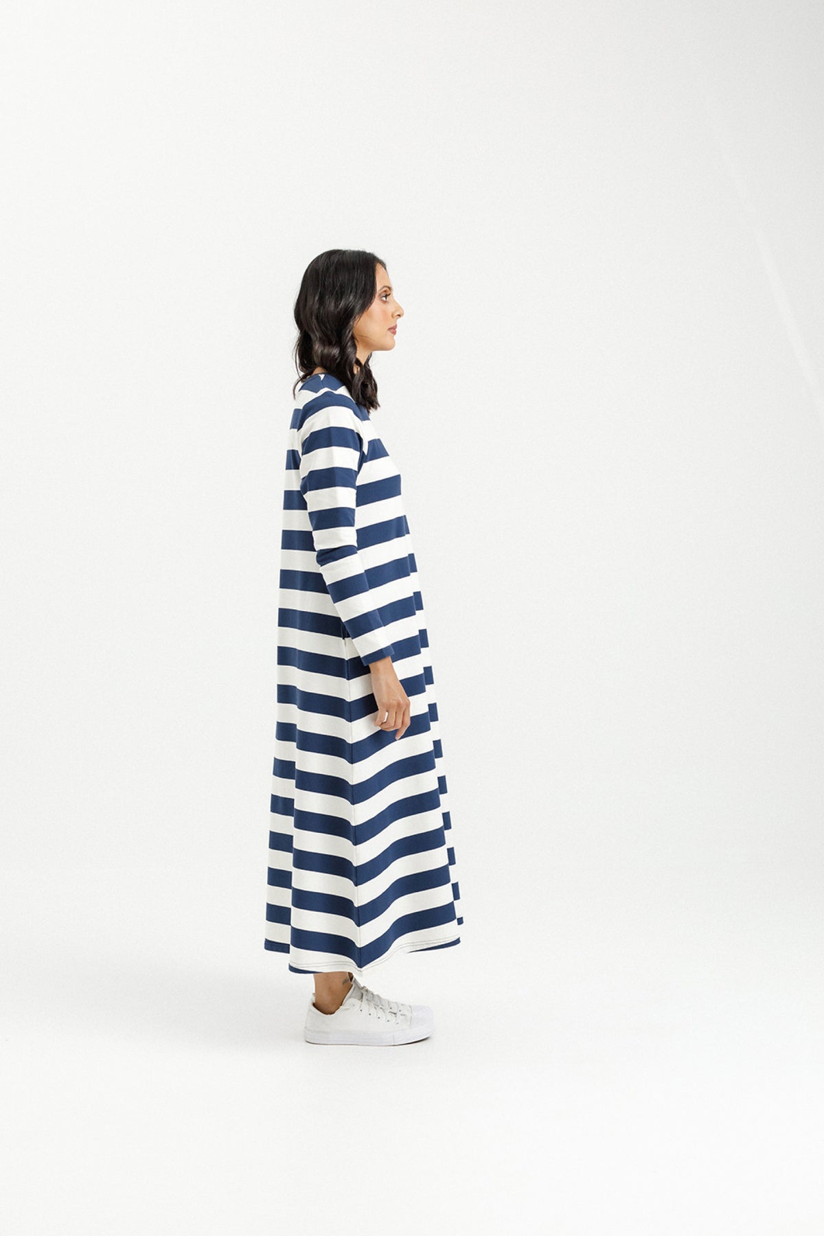 Kinsley Midi Dress Indigo Blue Stripe With Mini X