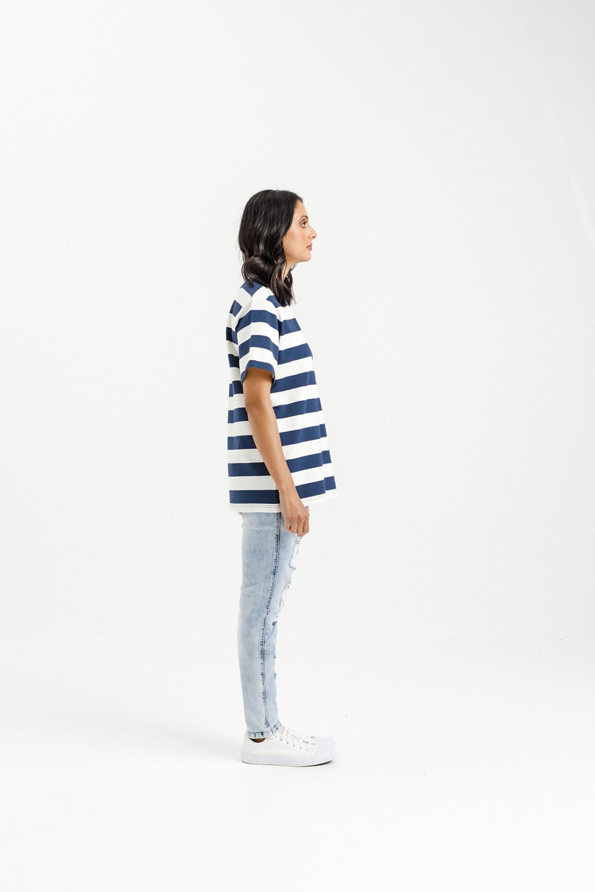 Chris Tee Indigo Blue Stripe With Mini X