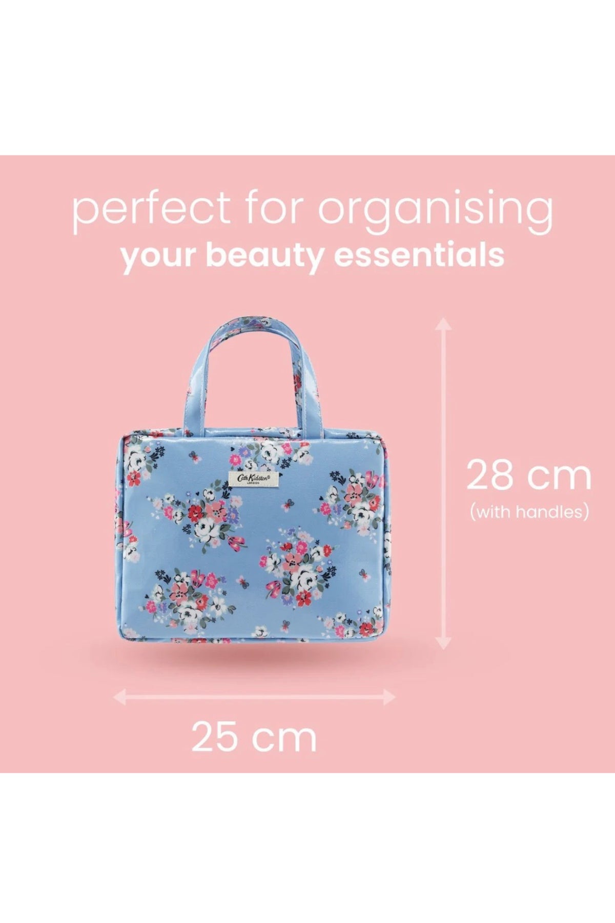 Cath Kidston Two Part Wash Bag With Handles Pale Blue With Flowers