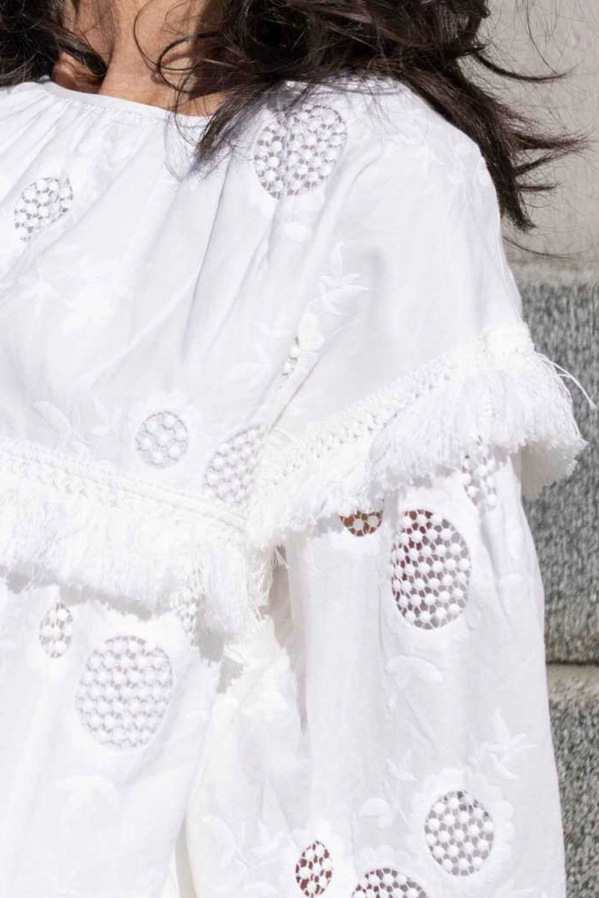 Maldives Embroidered Blouse Top White