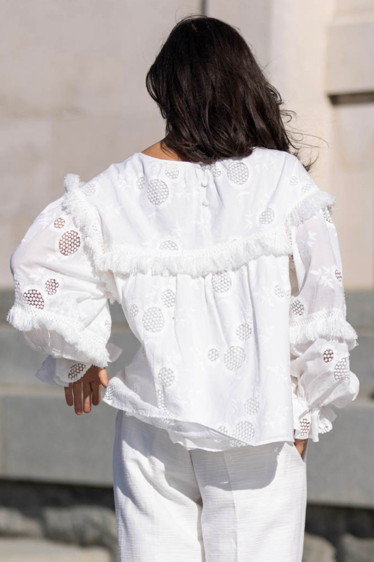 Maldives Embroidered Blouse Top White