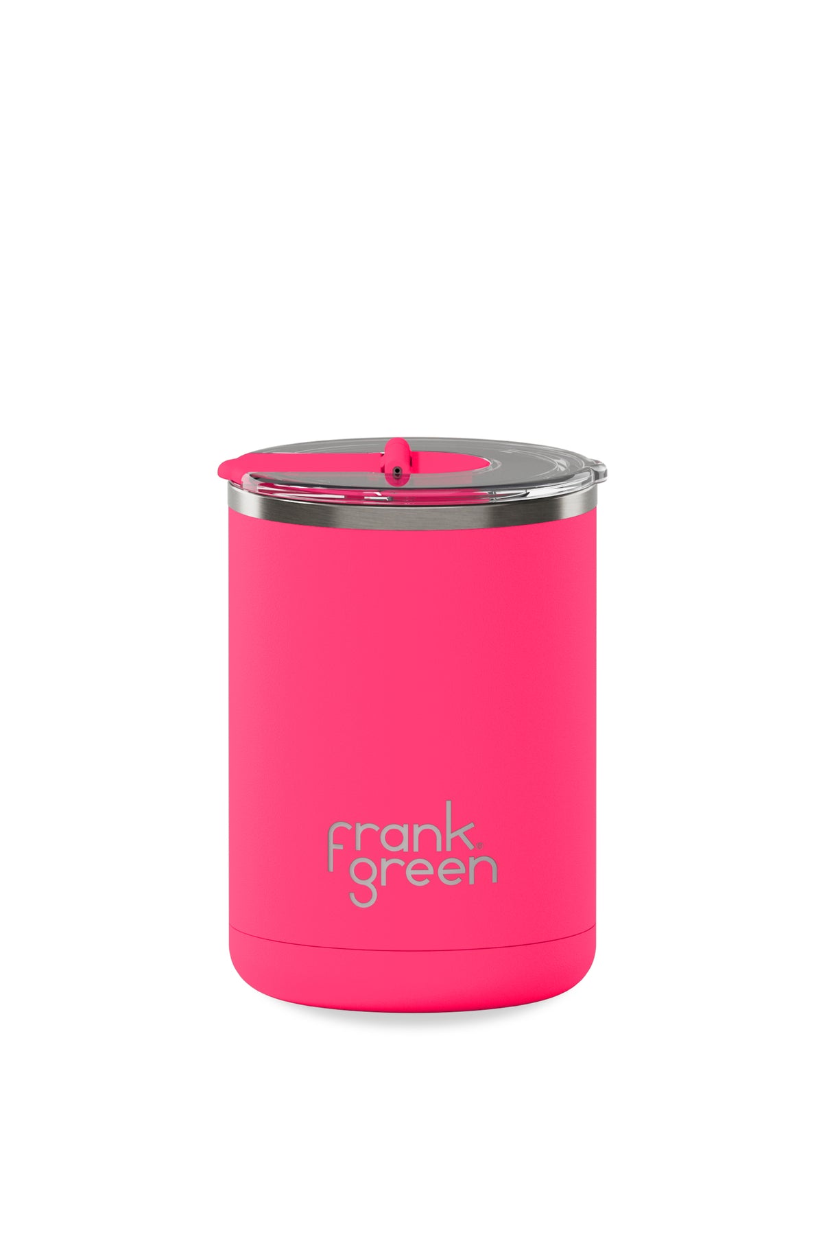 12oz Ceramic Coffee Cup With Hinged Lid Neon Pink