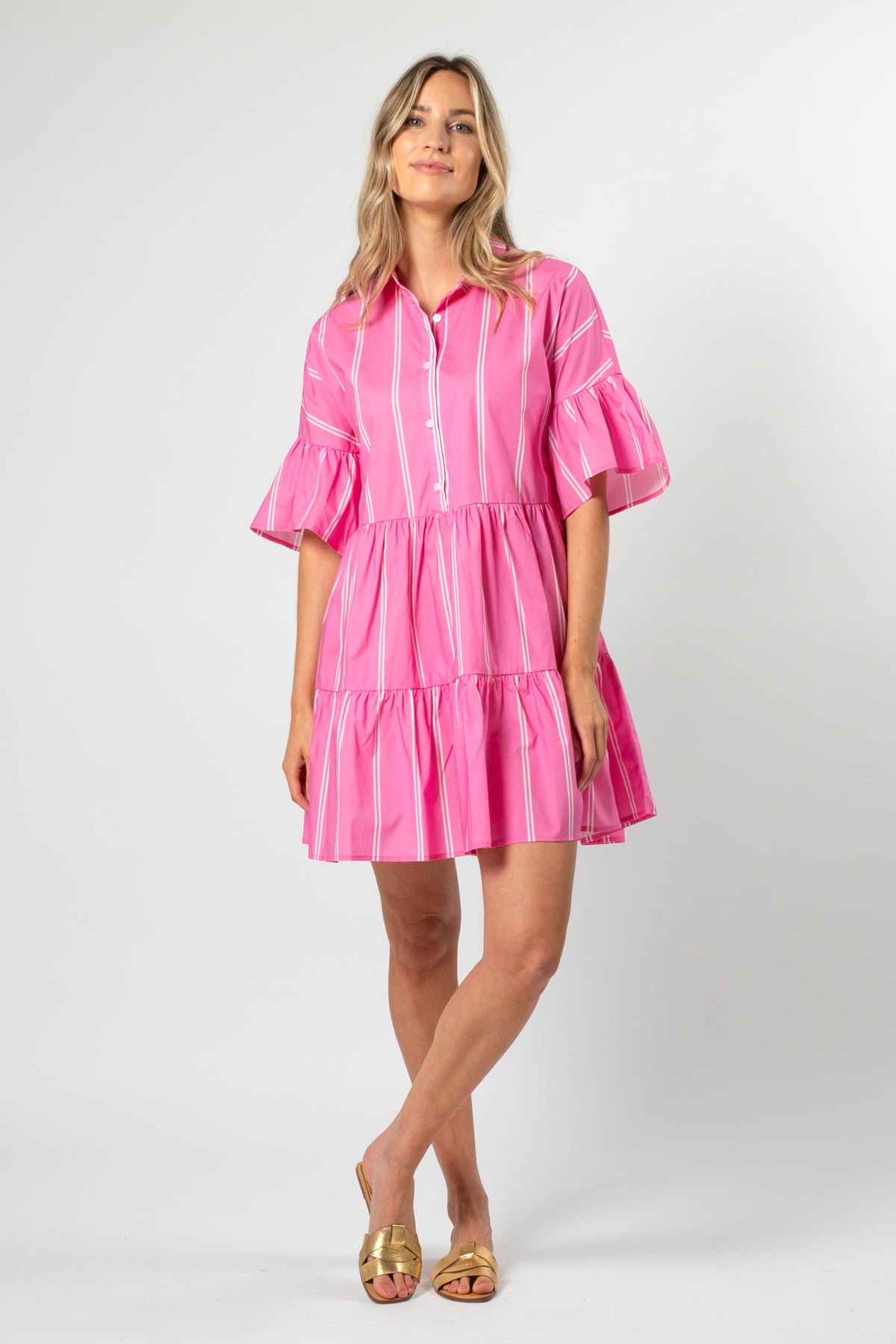 Catalina Dress Bubblegum Stripe