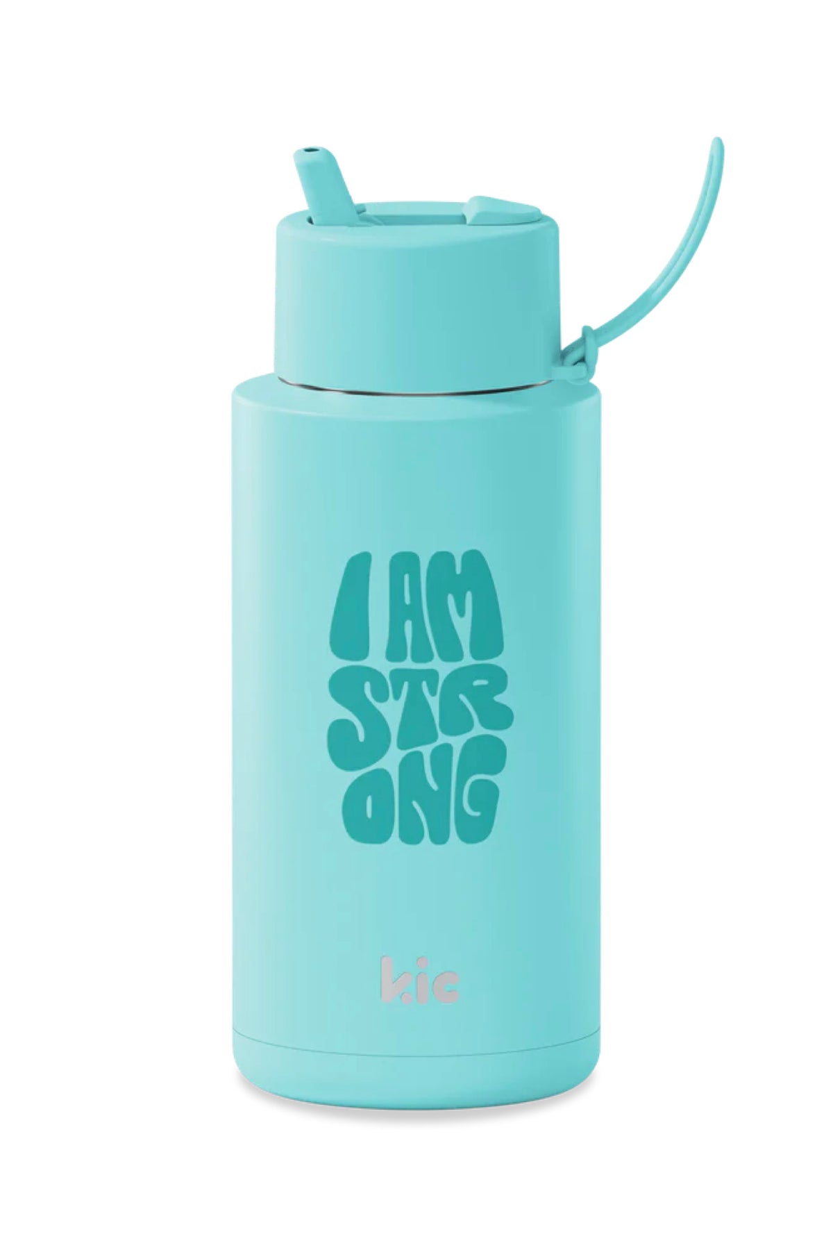 34oz Stainless Steel Ceramic Reusable Bottle KIC Aqua (Strong) With Flip Straw Lid