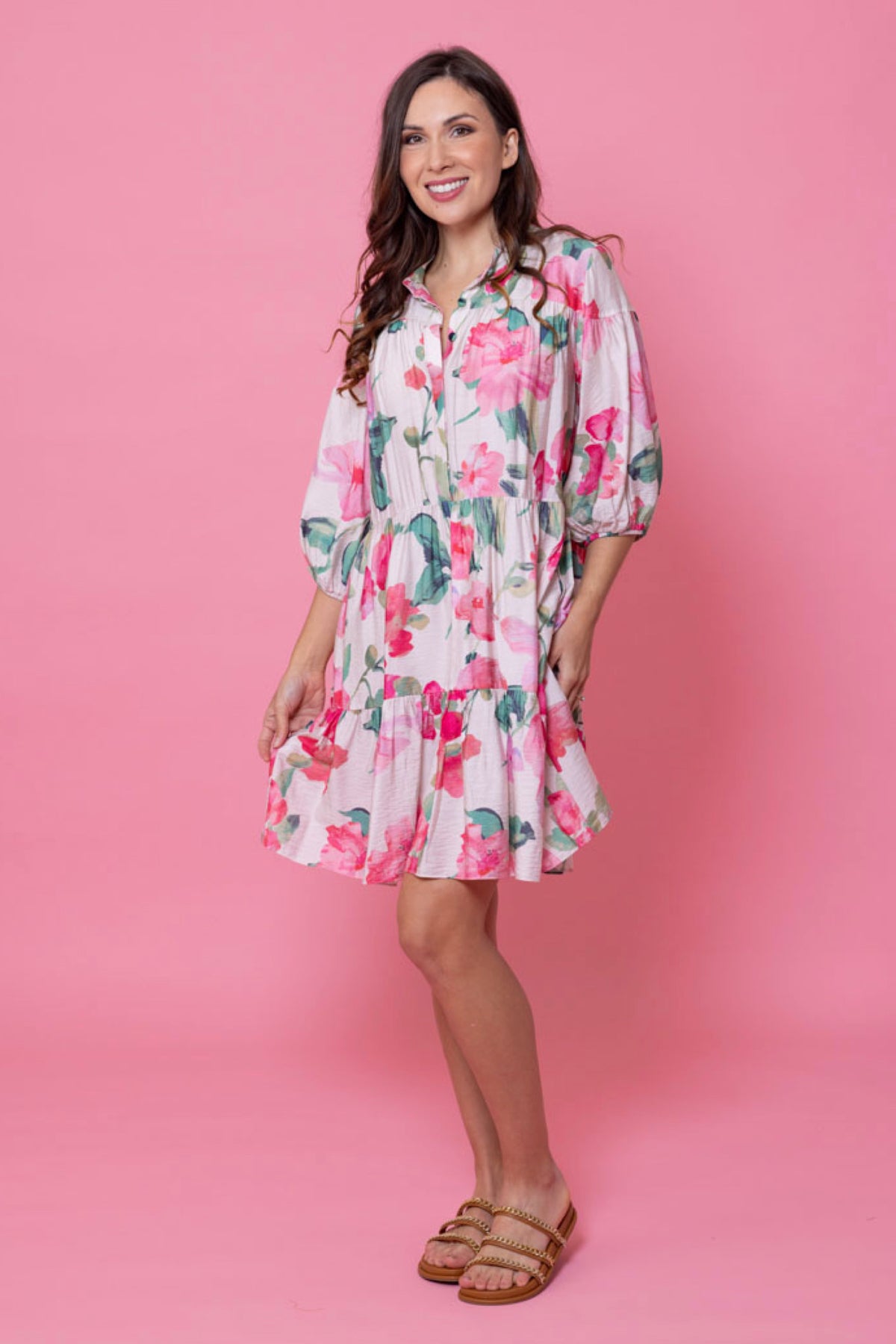 Miriam Shirt Dress Pink Floral